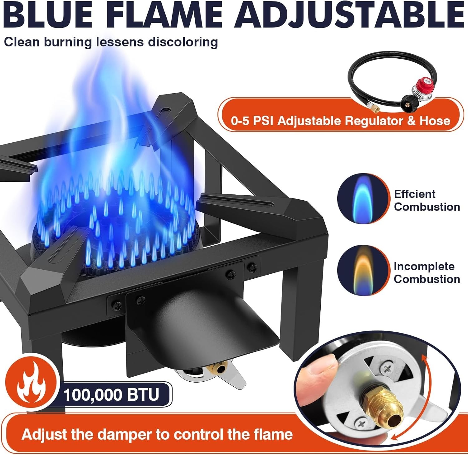 100,000 BTU Propane Burner – Outdoor Gas Stove for Camping & Cooking