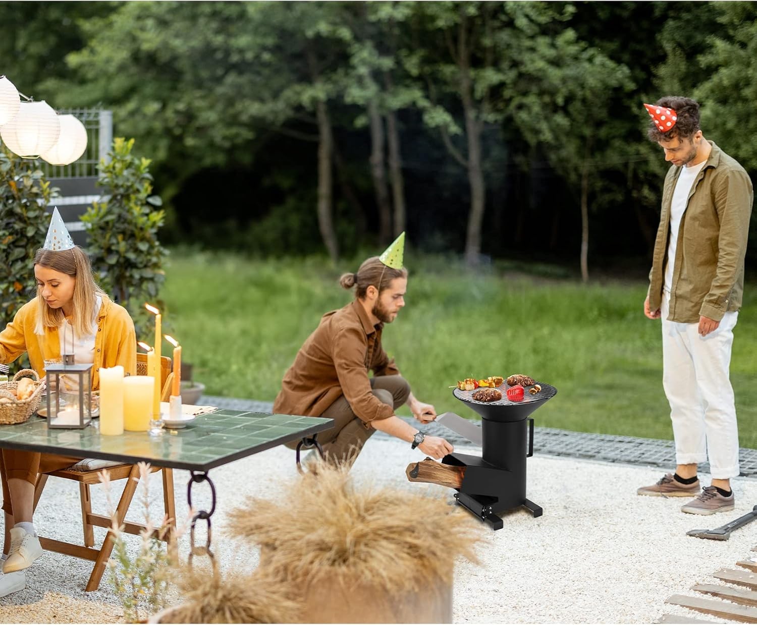 3-in-1 Camp Rocket Stove W/ 14.5″ Cooking Grate 18″ Griddle & Cooktop Portable