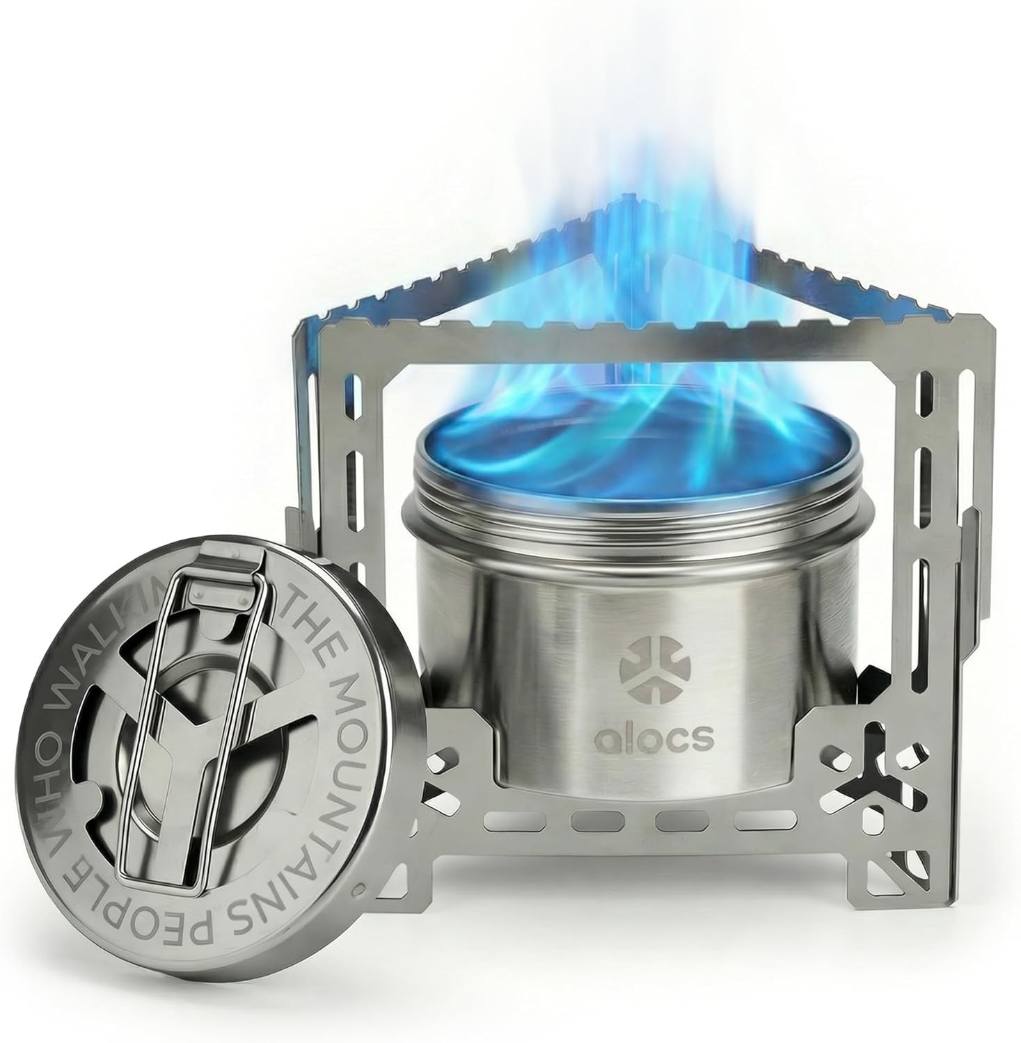 2250W Alcohol Stove Camping Stove W/ Sealed Cover Stainless Steel Backpacking