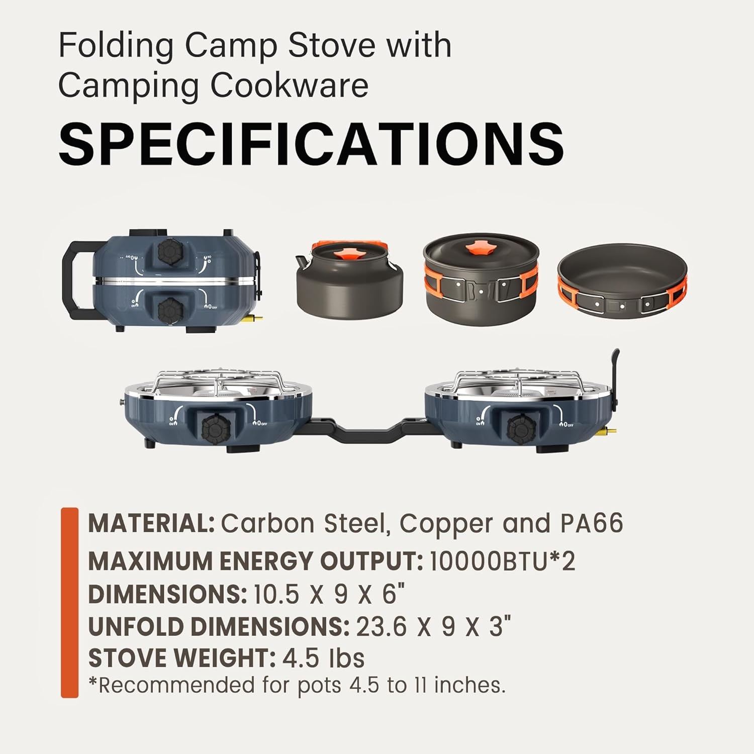 Portable 2Burner Propane Stove with Bag,17000 BTU Folding Gas Stove for Camping