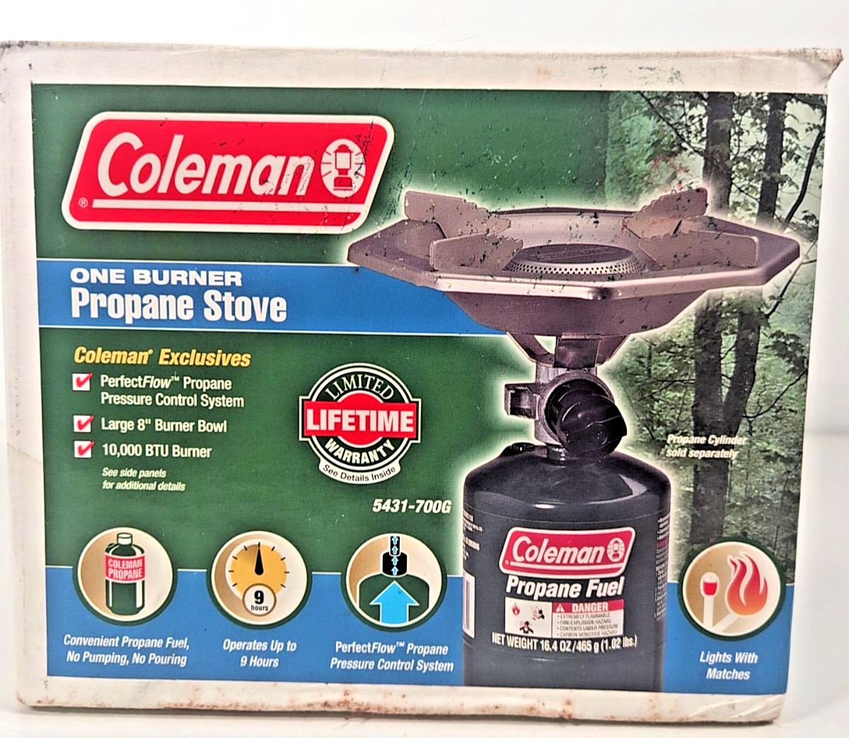 Coleman Perfect Flow One Burner Propane Bottletop Stove 5431 Stainless Camping