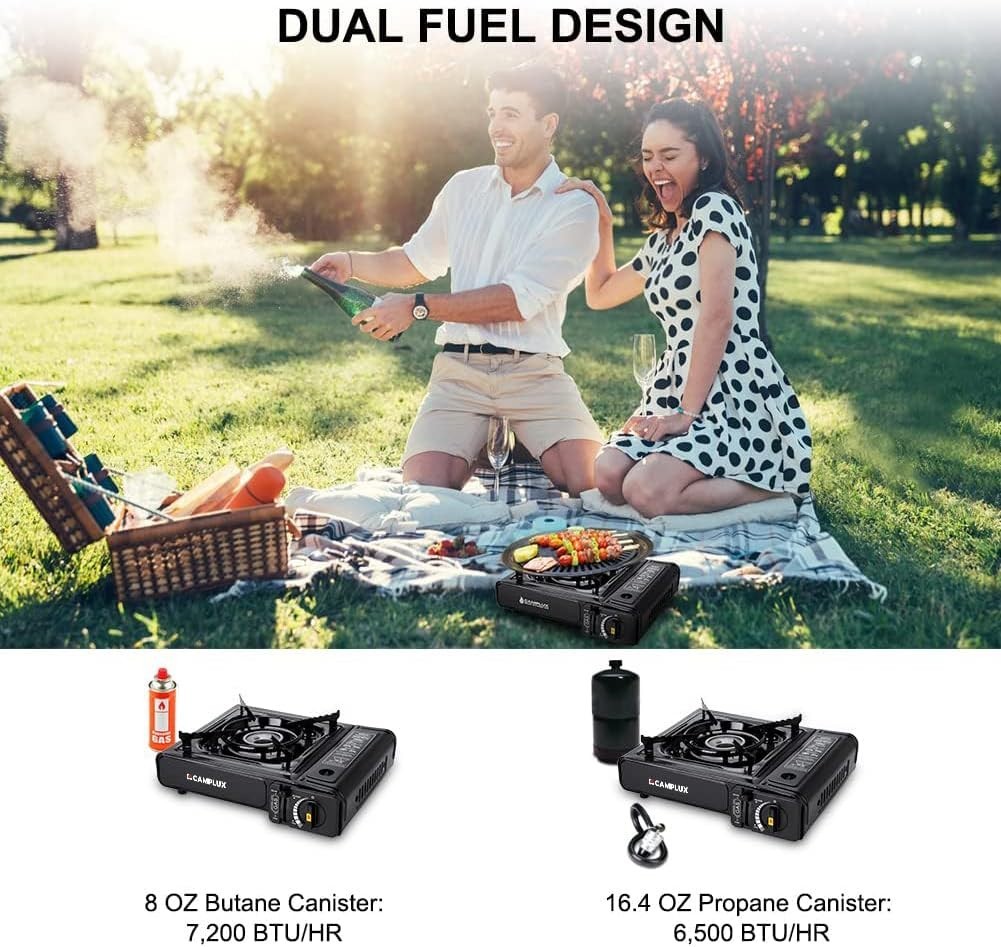 Compact 3.31lb Propane & Butane Camping Stove for Effortless Outdoor Cooking