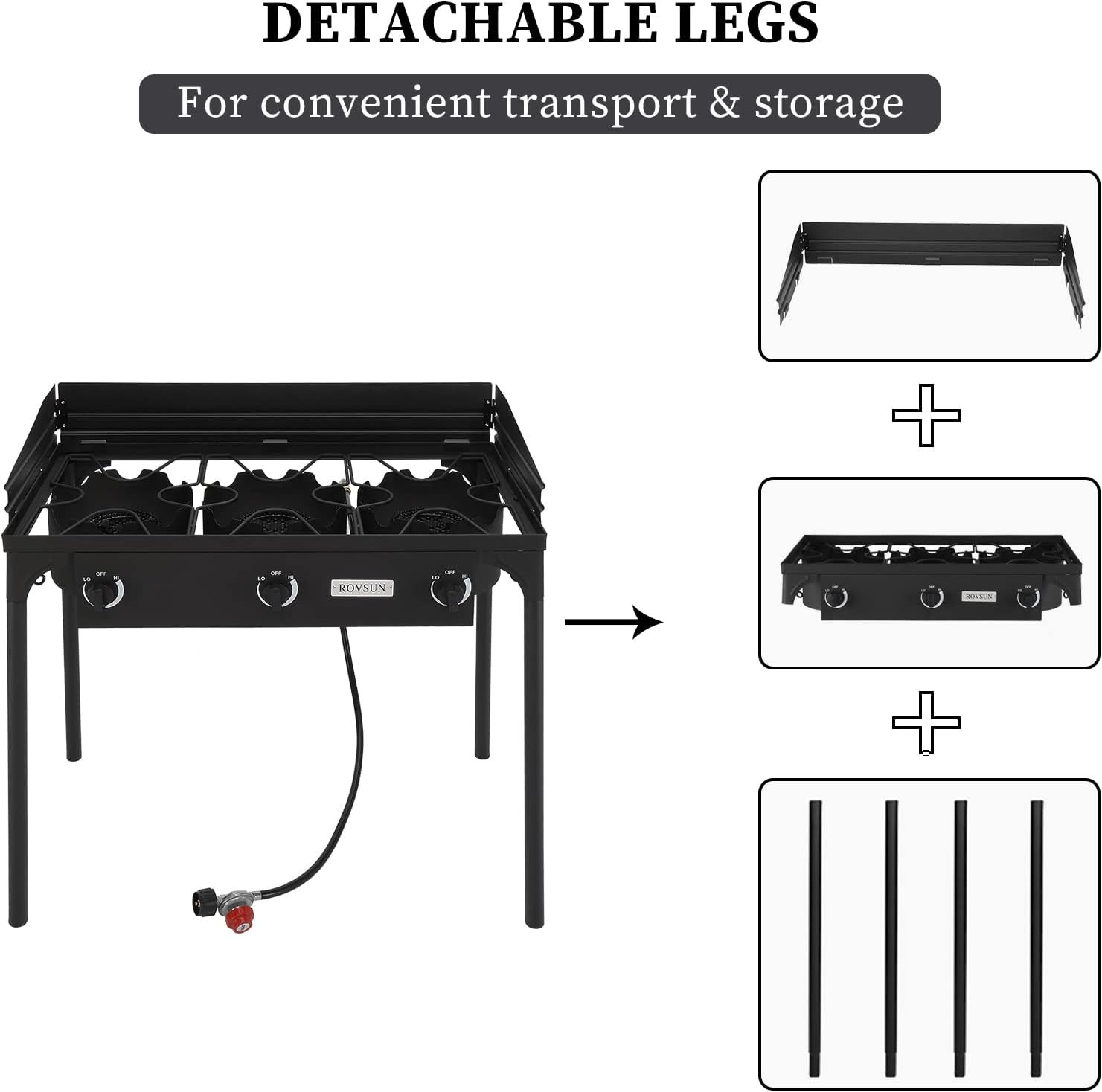 2/3 Burner Outdoor Propane Gas Stove High Pressure Stand Cooker for Backyard Coo