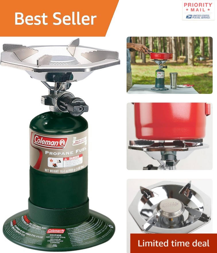 Lightweight Portable Camping Stove with Wind Baffles Adjustable 10000 BTUs Power