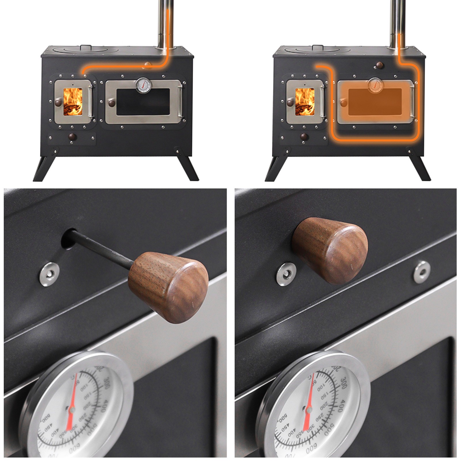 Foldable Camping Wood Stove with Oven Portable Steel Outdoor Cooking Fire Stove