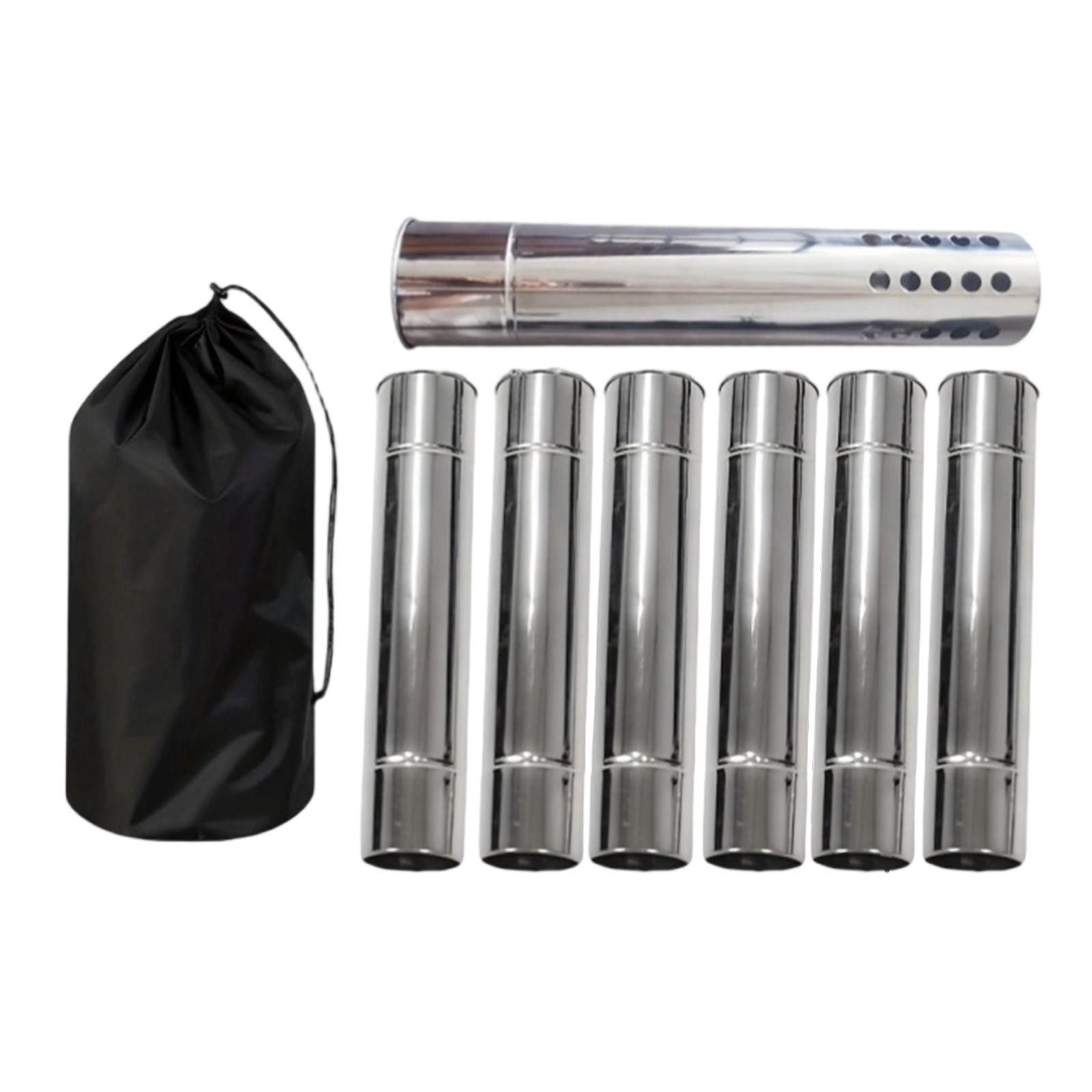 6x Chimney Tubes Dissipation Fast Heating Stainless Steel Camp Stove Tube for