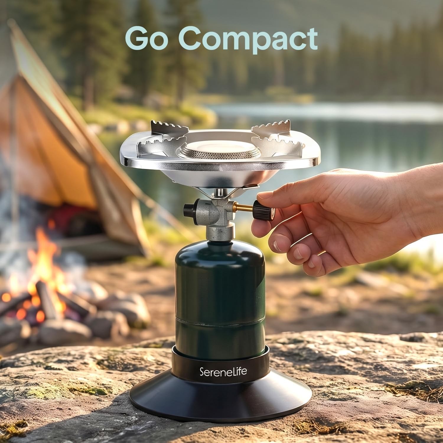 Portable Propane Camping Stove 10,000 BTU Single Burner Compact Outdoor Cooking