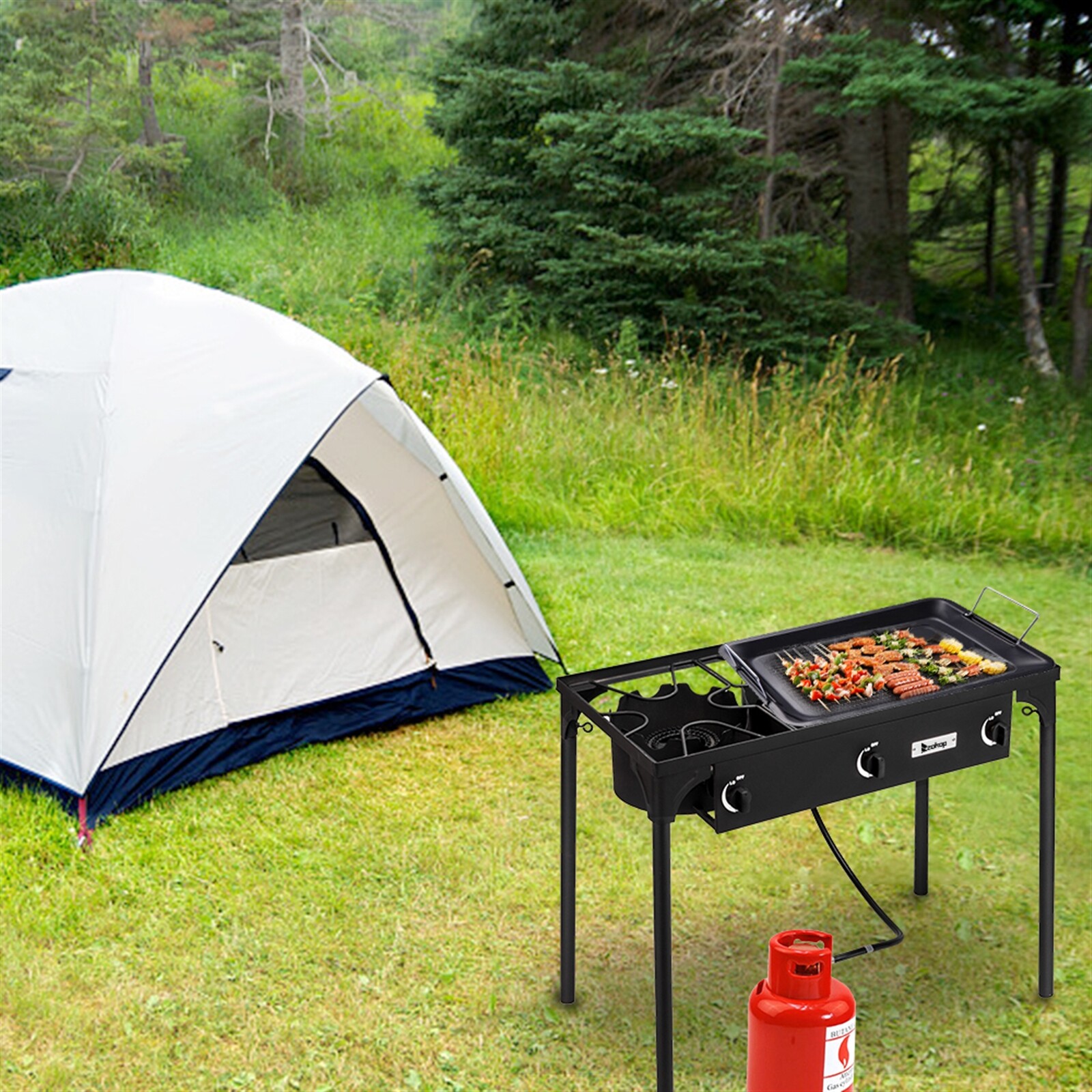 225,000 BTU 3-Burners Outdoor Stove Propane Cooking Gas Cooker BBQ Grill Camping