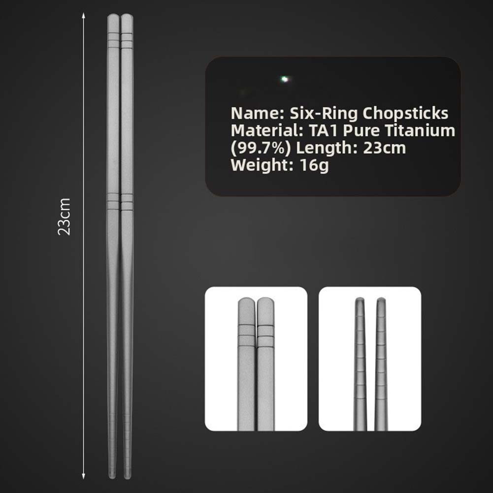 Pure Titanium Chopsticks 23cm Food-Safe Lightweight for Sushi Noodle Meals