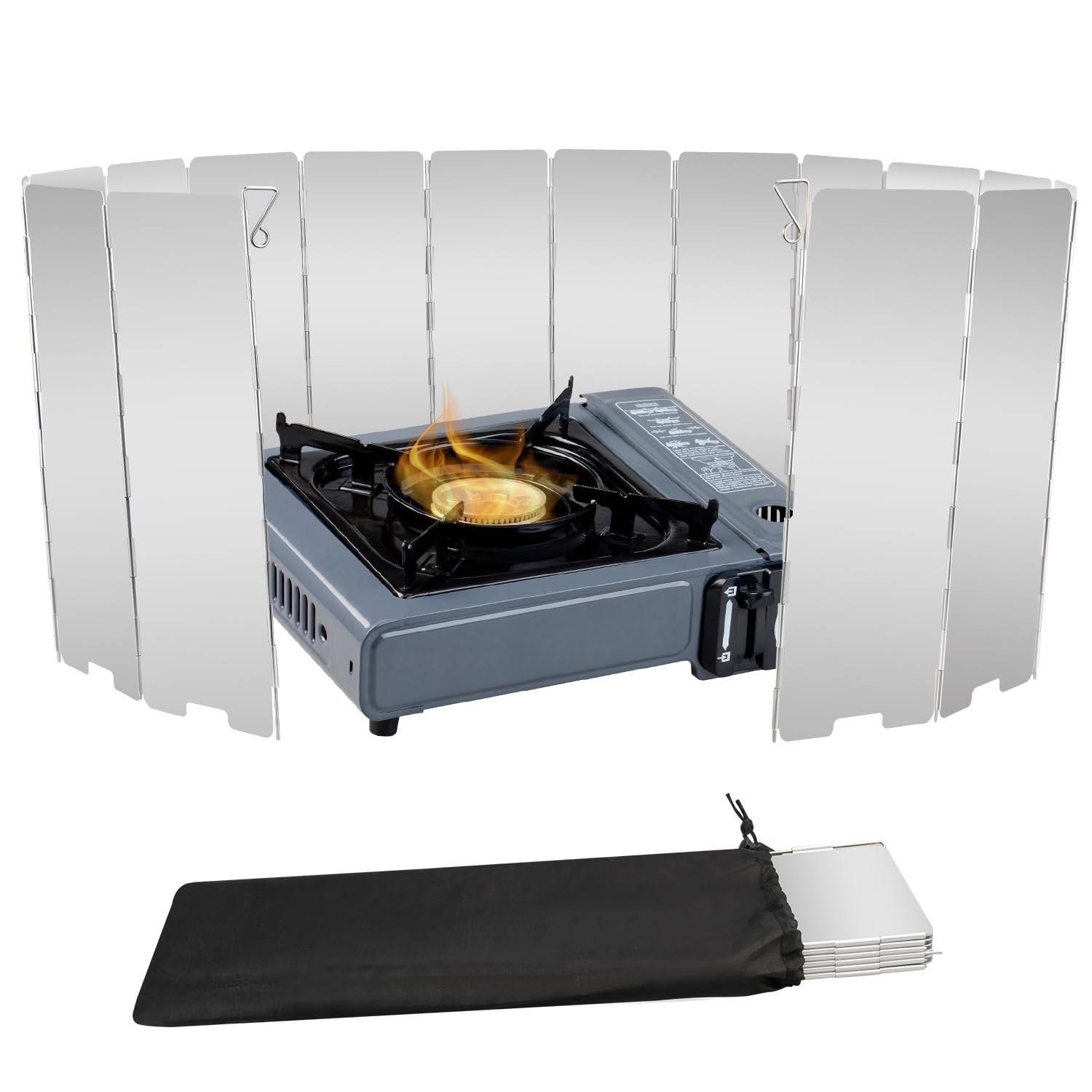 Stove Windscreen, 16 Plates Aluminum Stove Windshield with Carry Bag for Camping