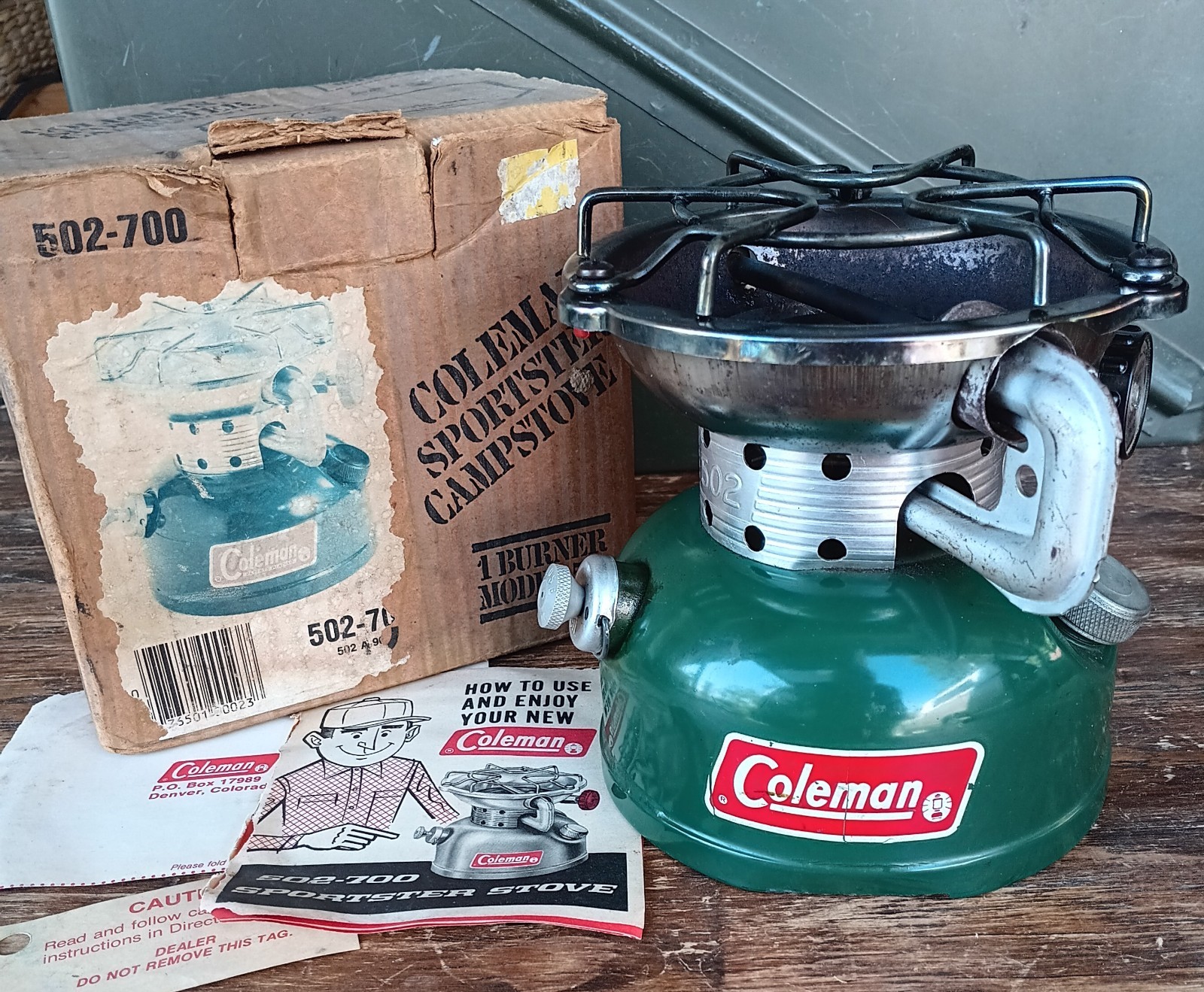 Coleman Stove Sportster 502 Camp w/Box & Instr ~ Single Burner Gas 1979 Vintage