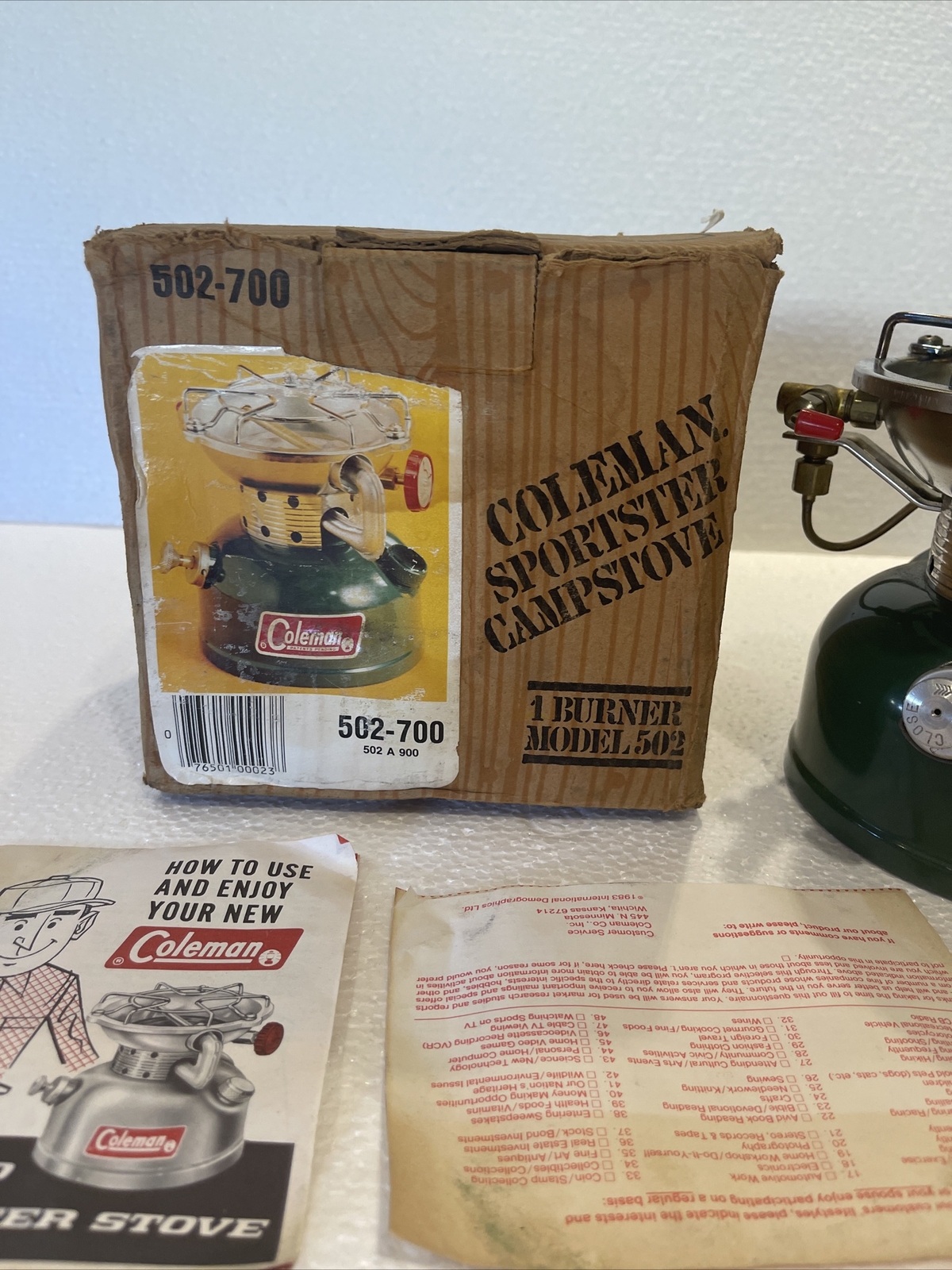Coleman 502-700 Sportster Campstove. In Original Box
