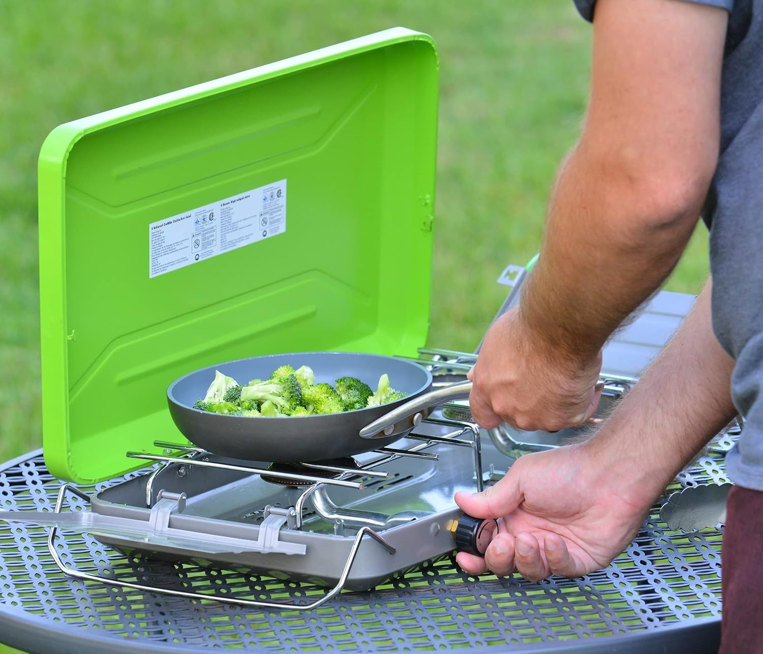 Triton 2-Burner Propane Camping Stove, Portable Camping with Adjustable Burners