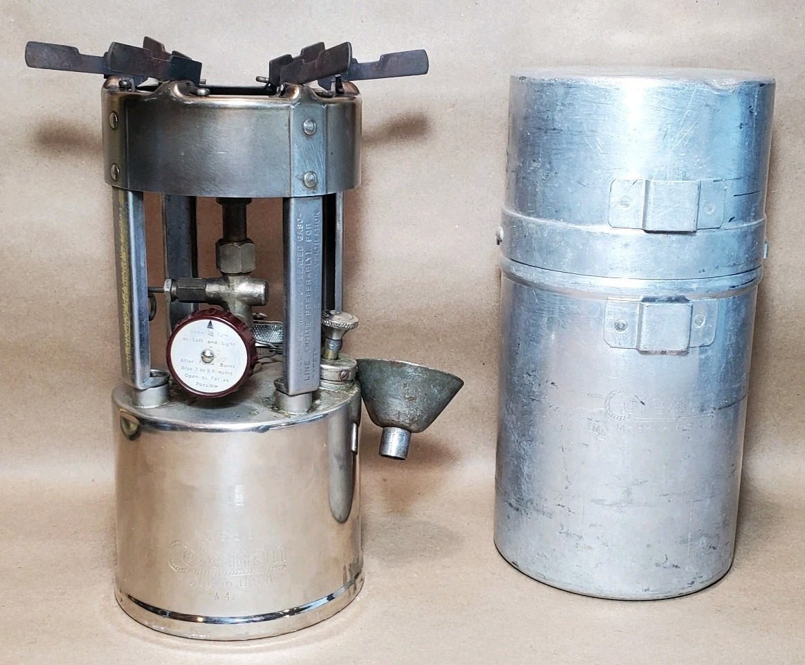 Vintage Coleman No. 530 Pocket Stove A47 Case/Cooking Pots, Untested, No Wrench