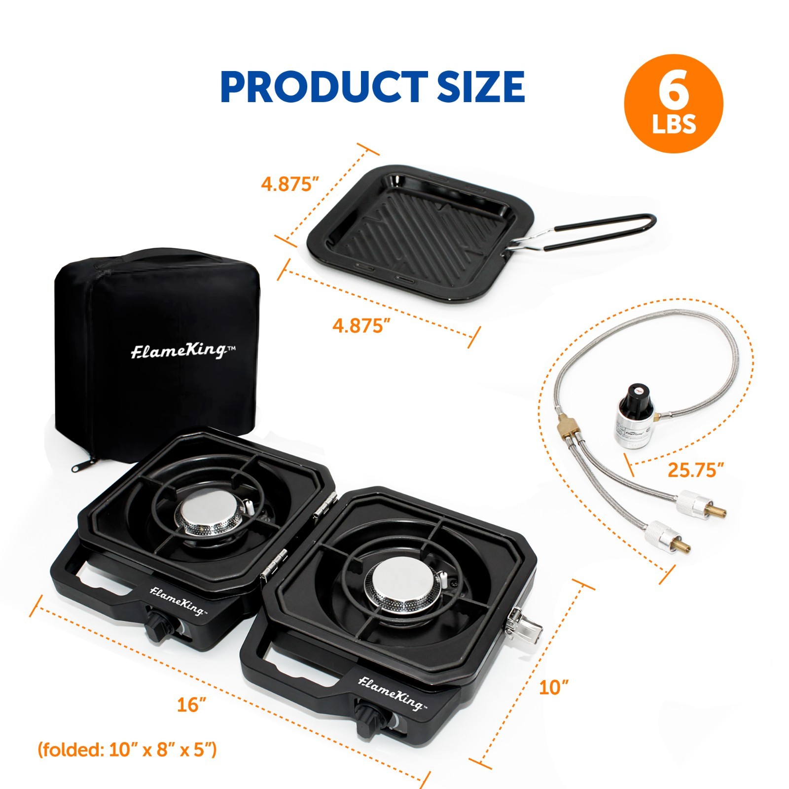 Foldable Dual Fuel Butane/Propane Camping Stove with Carry Case-Black
