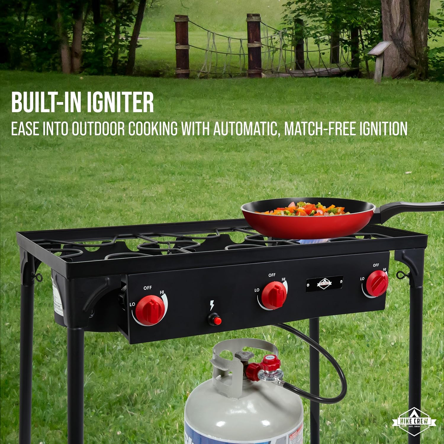 Portable 3-Burner Outdoor Gas Stove | 225,000 BTU with Blue Flame Control