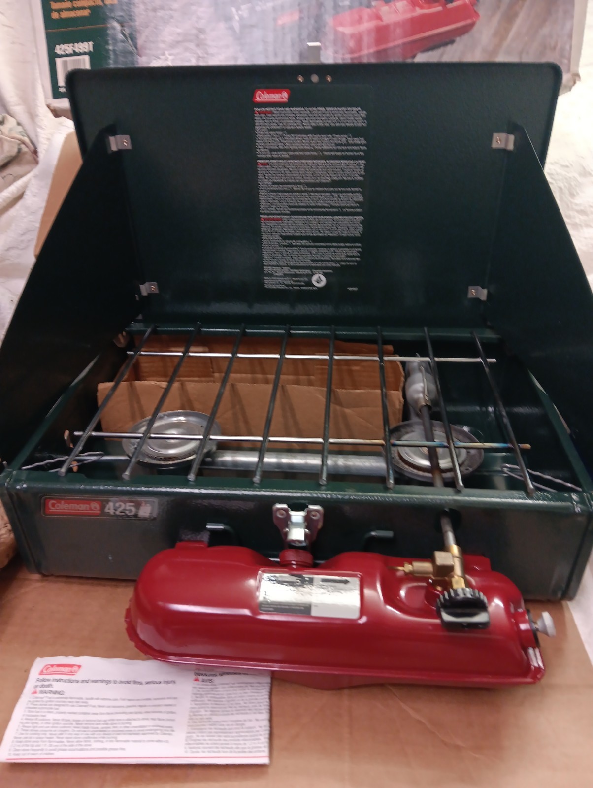 1999 Coleman 425 Two Burner Gas Camp Stove Model 425F499T EXCELLENT FAST SHIPP