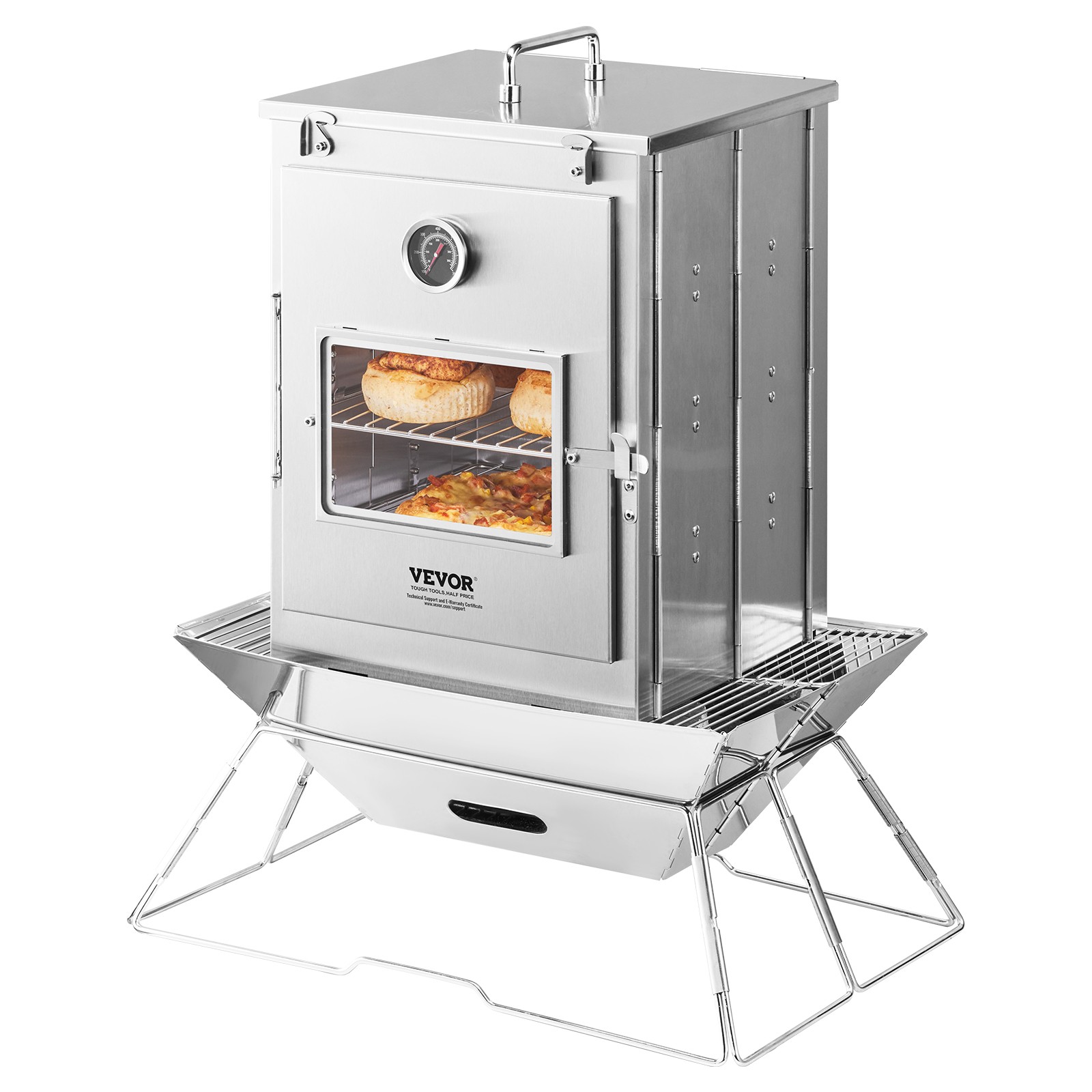 VEVOR Foldable Camping Oven Stainless Steel Portable Camping Stove 3 Tier Grill
