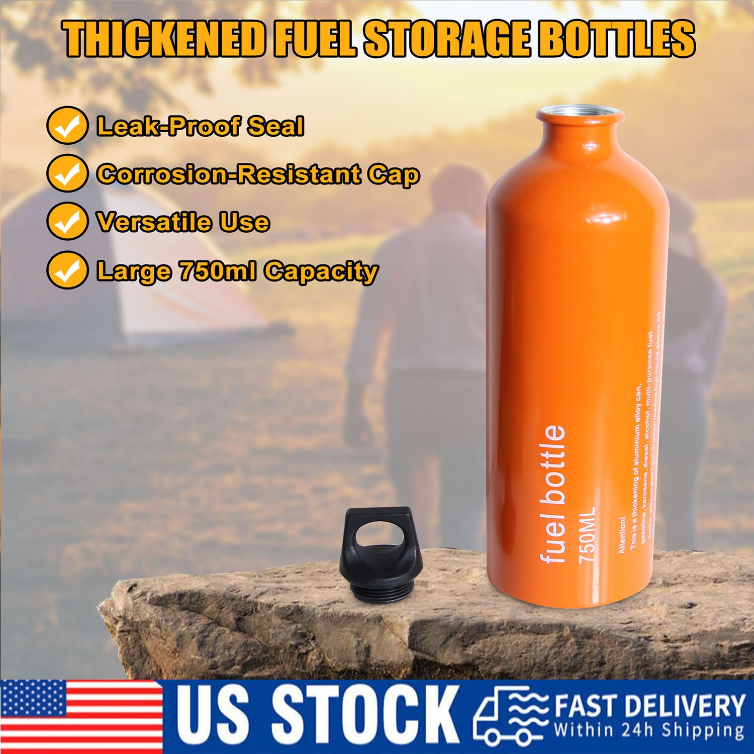 750ml Petrol Storage Tank Portable Outdoor Camping Fuel Bottle For Camping