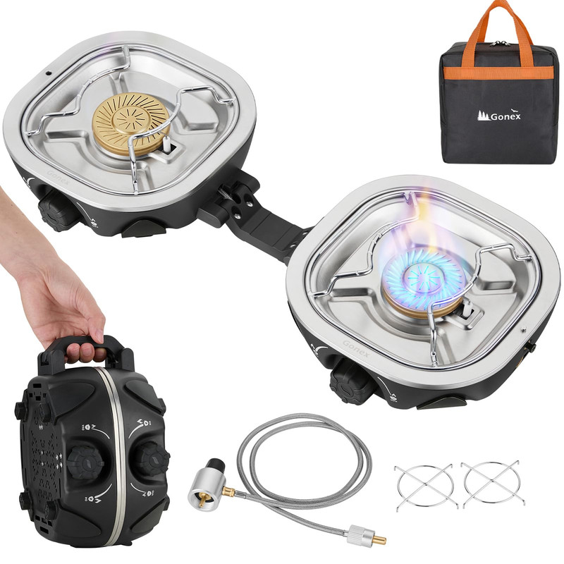 Gonex Propane Camping Stove Compact Portable Folding Camp Stove 20000 Btus