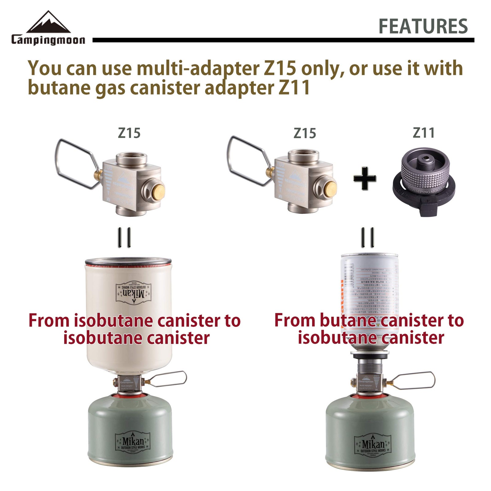 Camping Moon Outdoor Butane Gas Refill Adapter Gas Saver Plus Nozzle Type