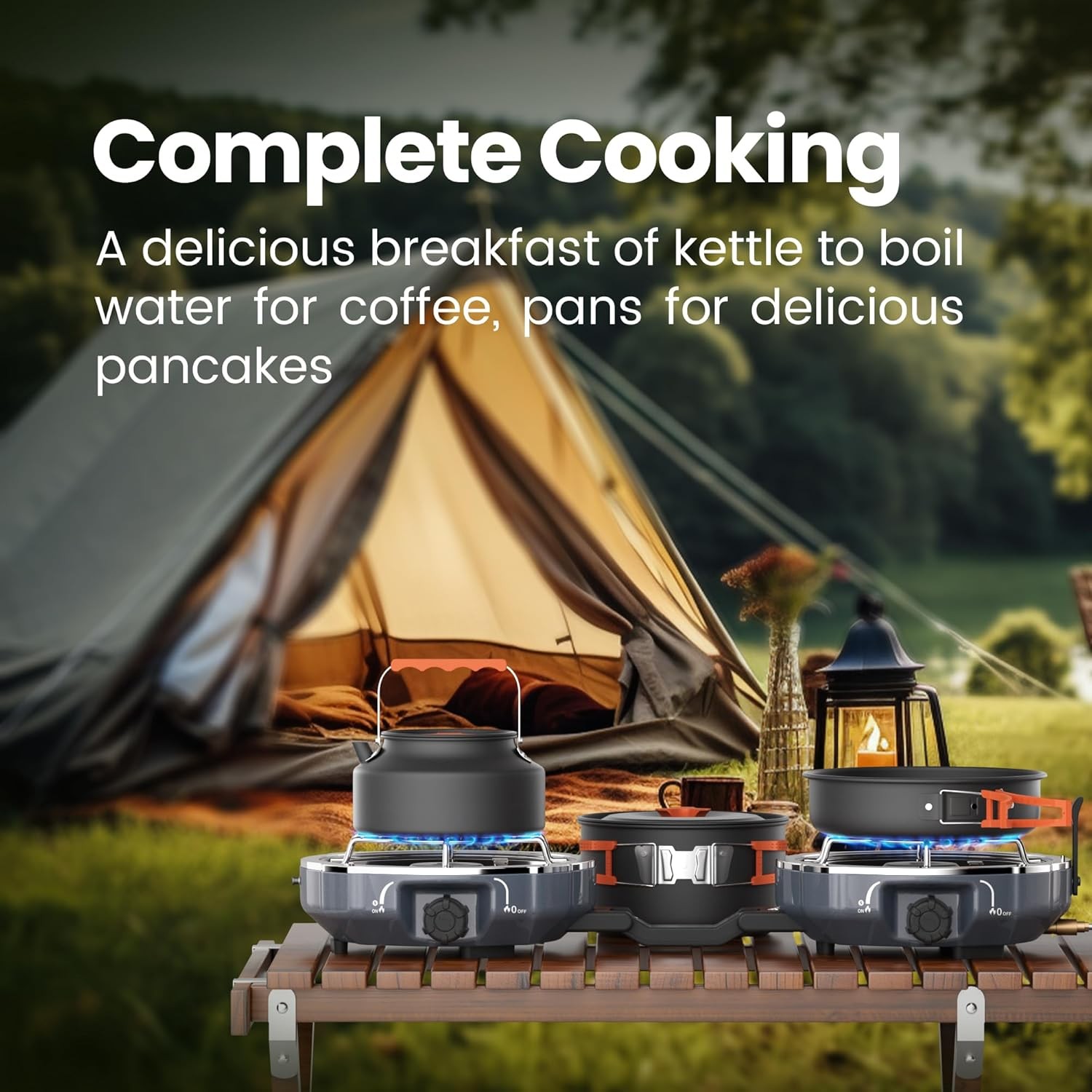 Portable 2Burner Propane Stove with Bag,17000 BTU Folding Gas Stove for Camping