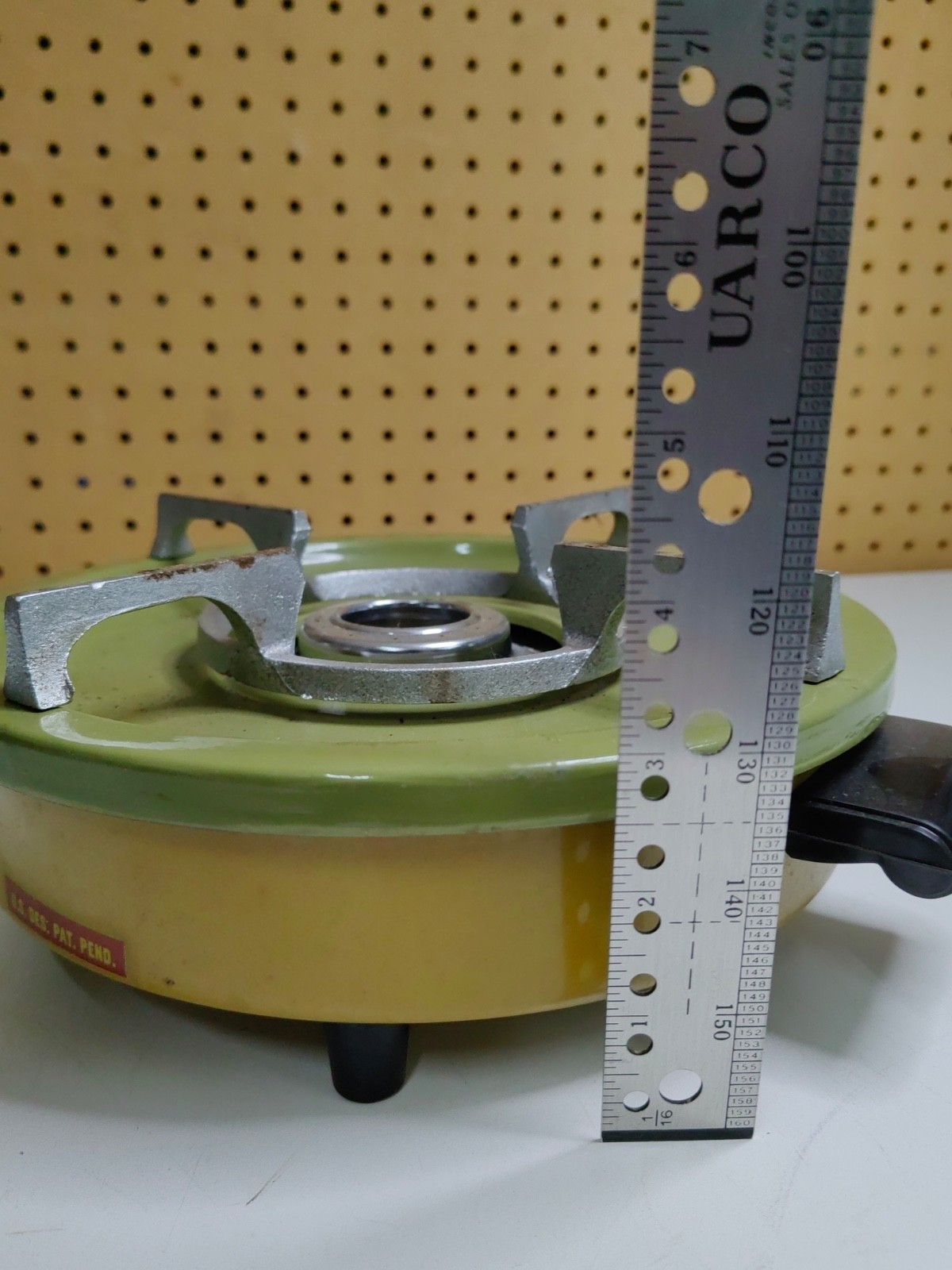 Vintage Alcohol Heater Stove Burner Camping Stove Green/Mustard Yellow