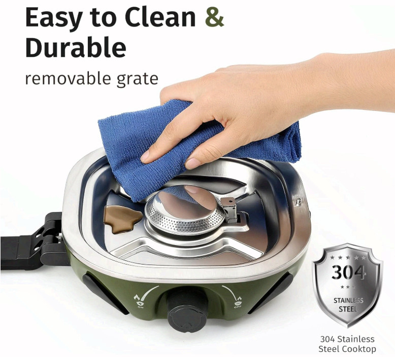 Portable 2 Burner Propane Camping Stove 20,000 BTU w/ Bag Green