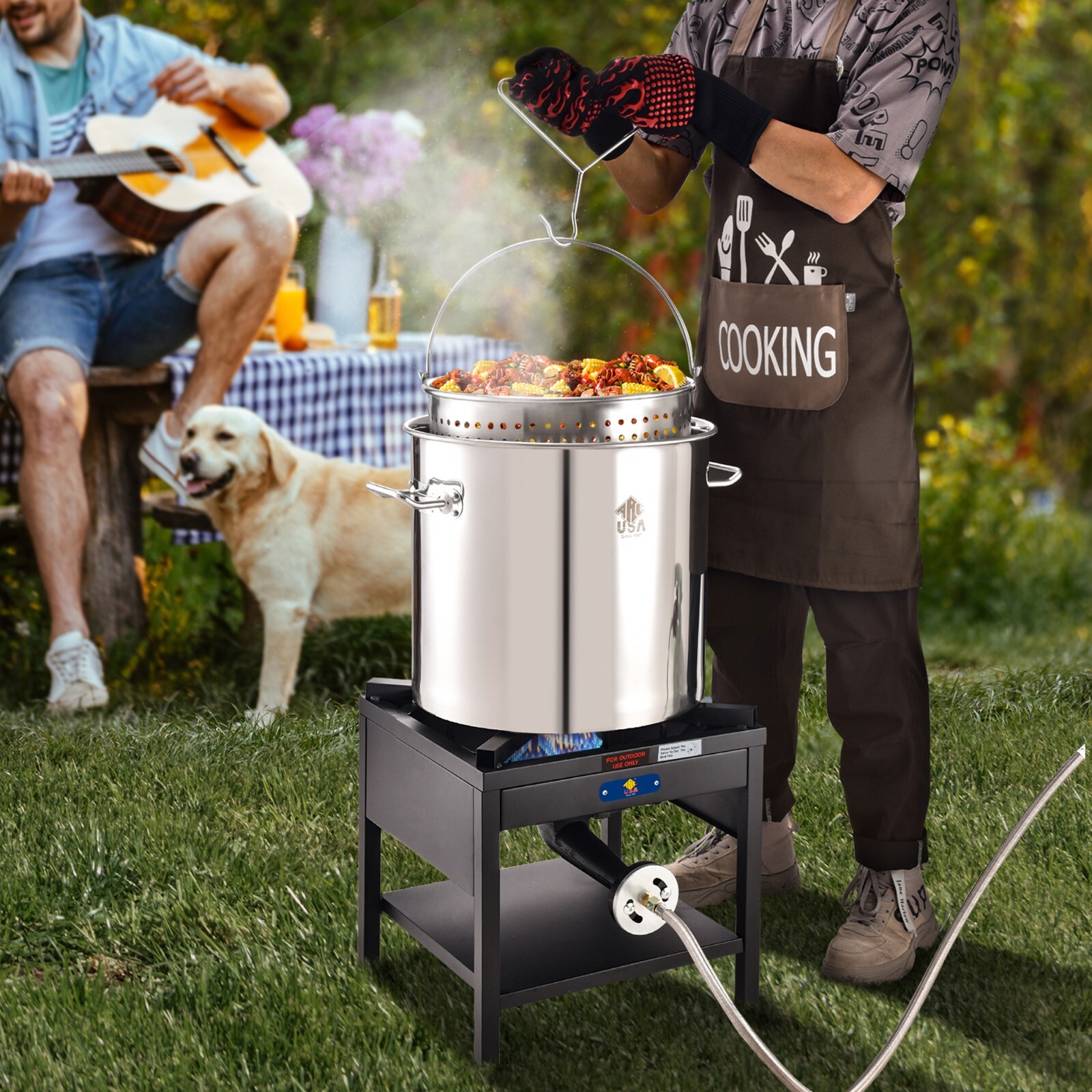 200,000BTU Single Propane Burner For Outdoor Cooking Gas Stove Turkey Fryer