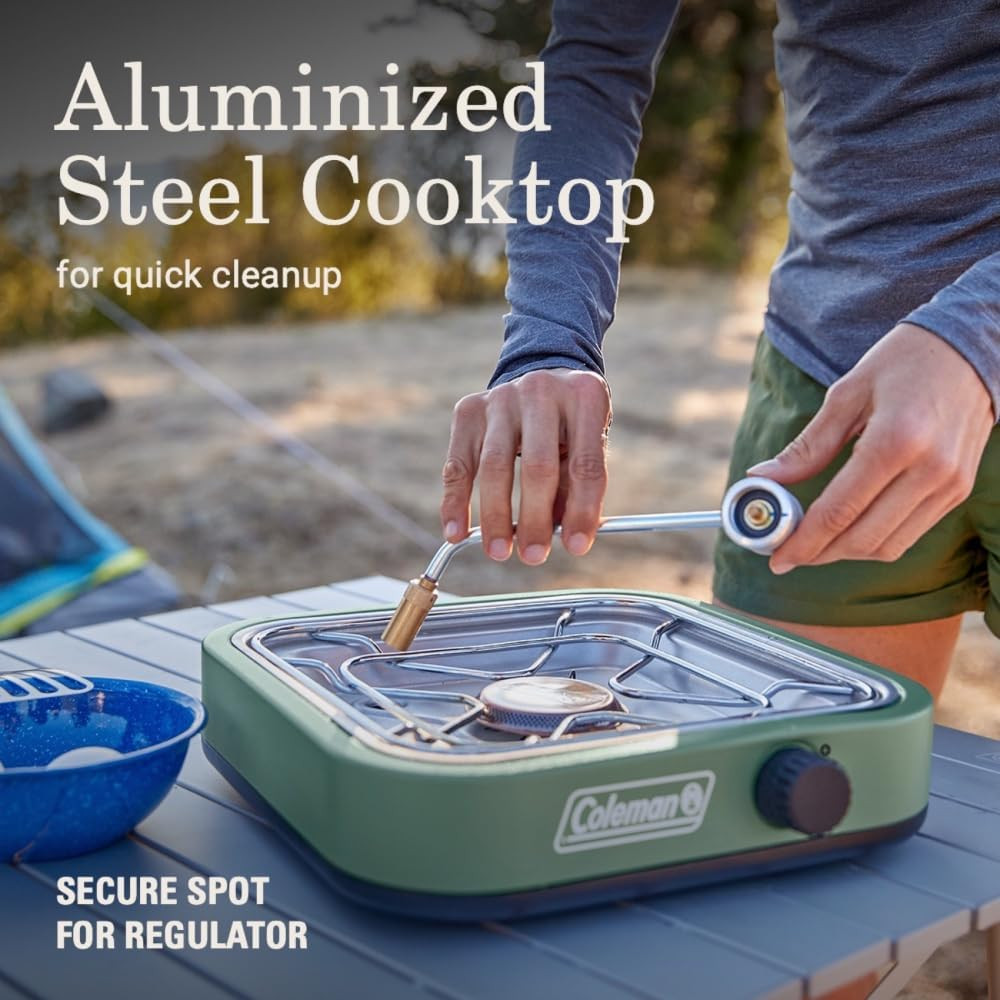Cascade 18 1-Burner Camping Stove, Portable Cooktop with 8000 Btus & Matchless L