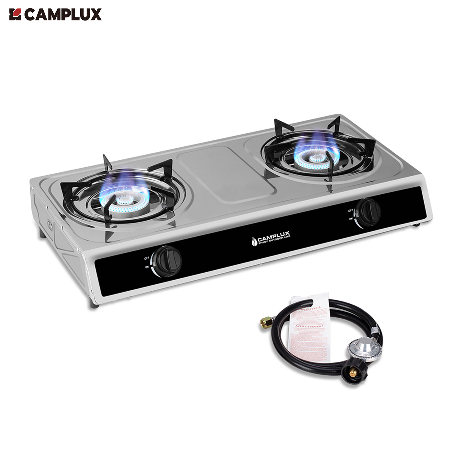 CAMPLUX Gas Stove 2 Burners Table Top Gas Cooktop Portable Outdoor Cooking LPG