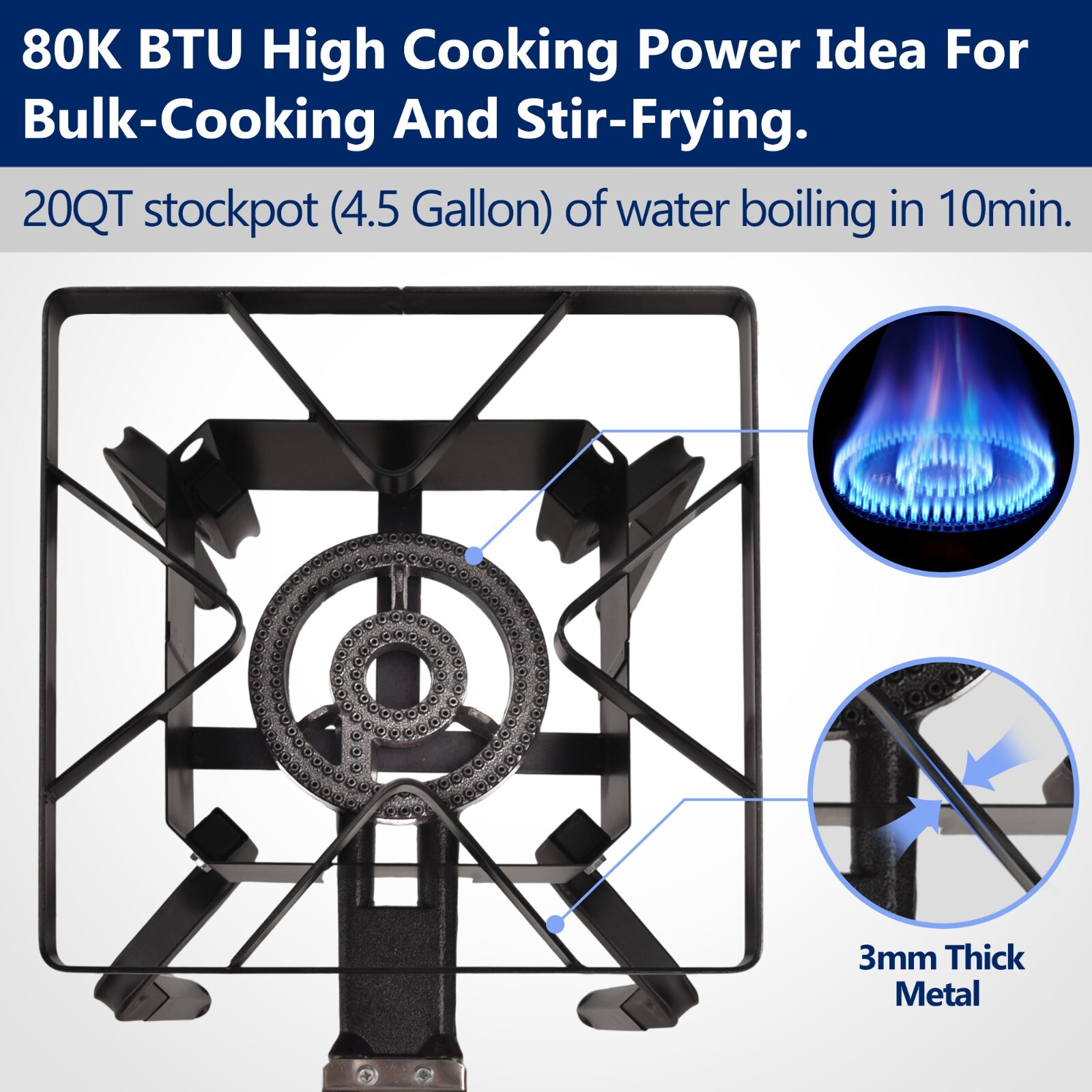 High BTU Single Propane Burner For Outdoor Cooking Gas Camp Stove
