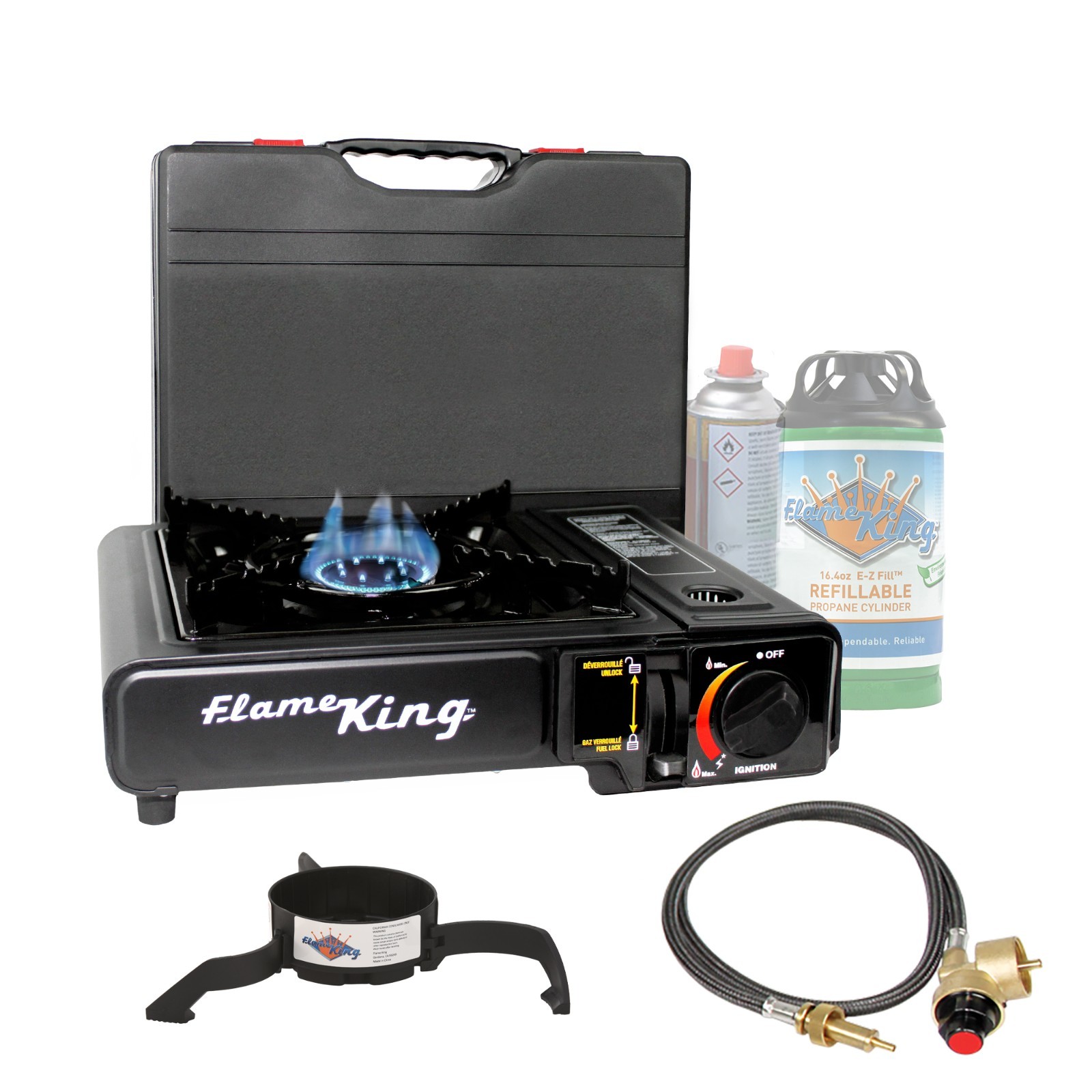 Portable Dual Fuel Butane/Propane Camping Stove Burner with Carry Case-Black