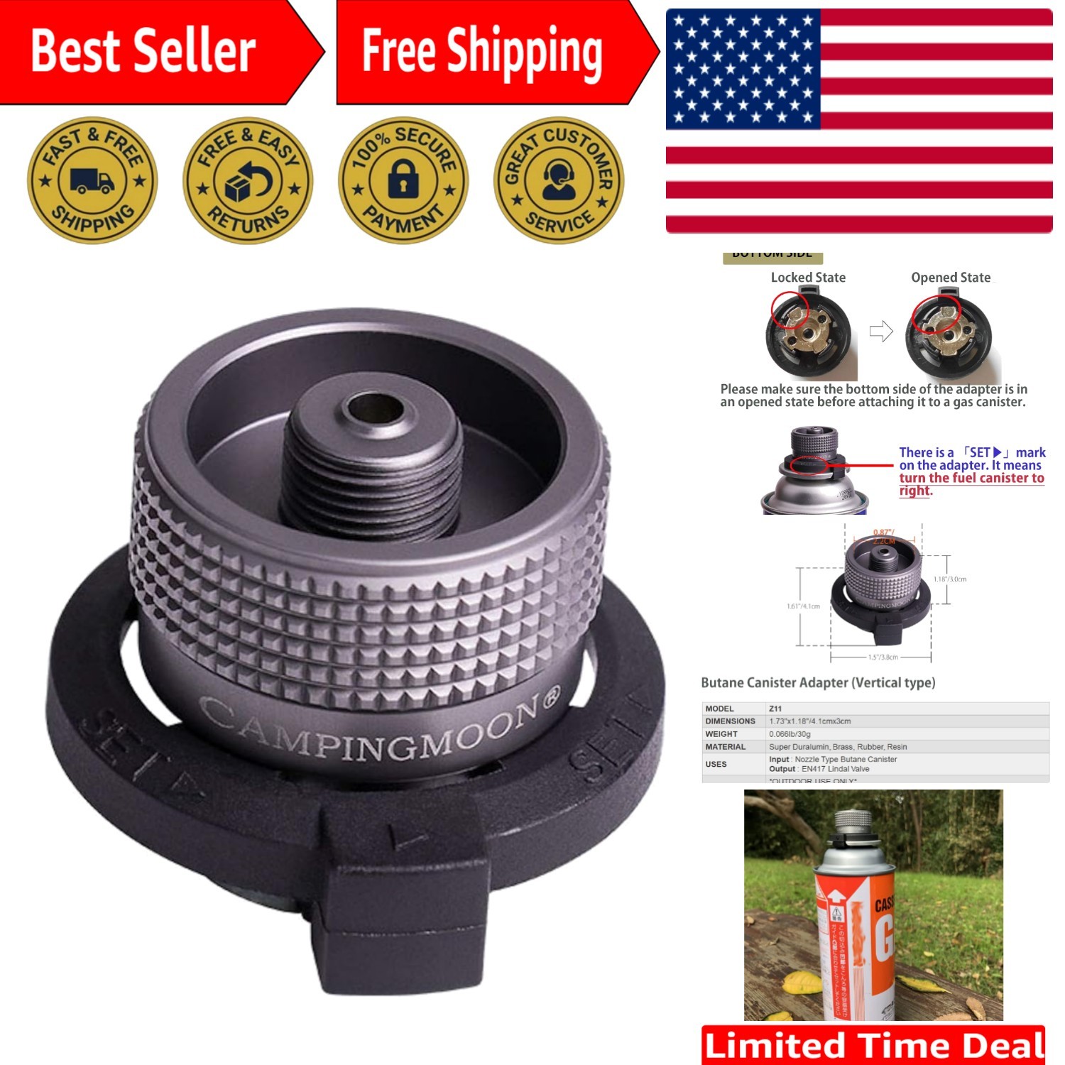 Portable Gas Adapter for Efficient Camping – Butane to EN417 Conversion