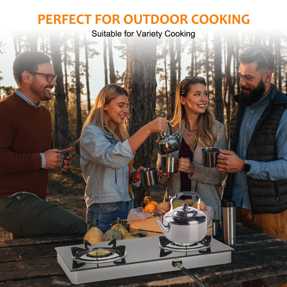 Camplux Portable Gas Cooktop Stand with AUTO Ignition LPG Propane Camping Stove