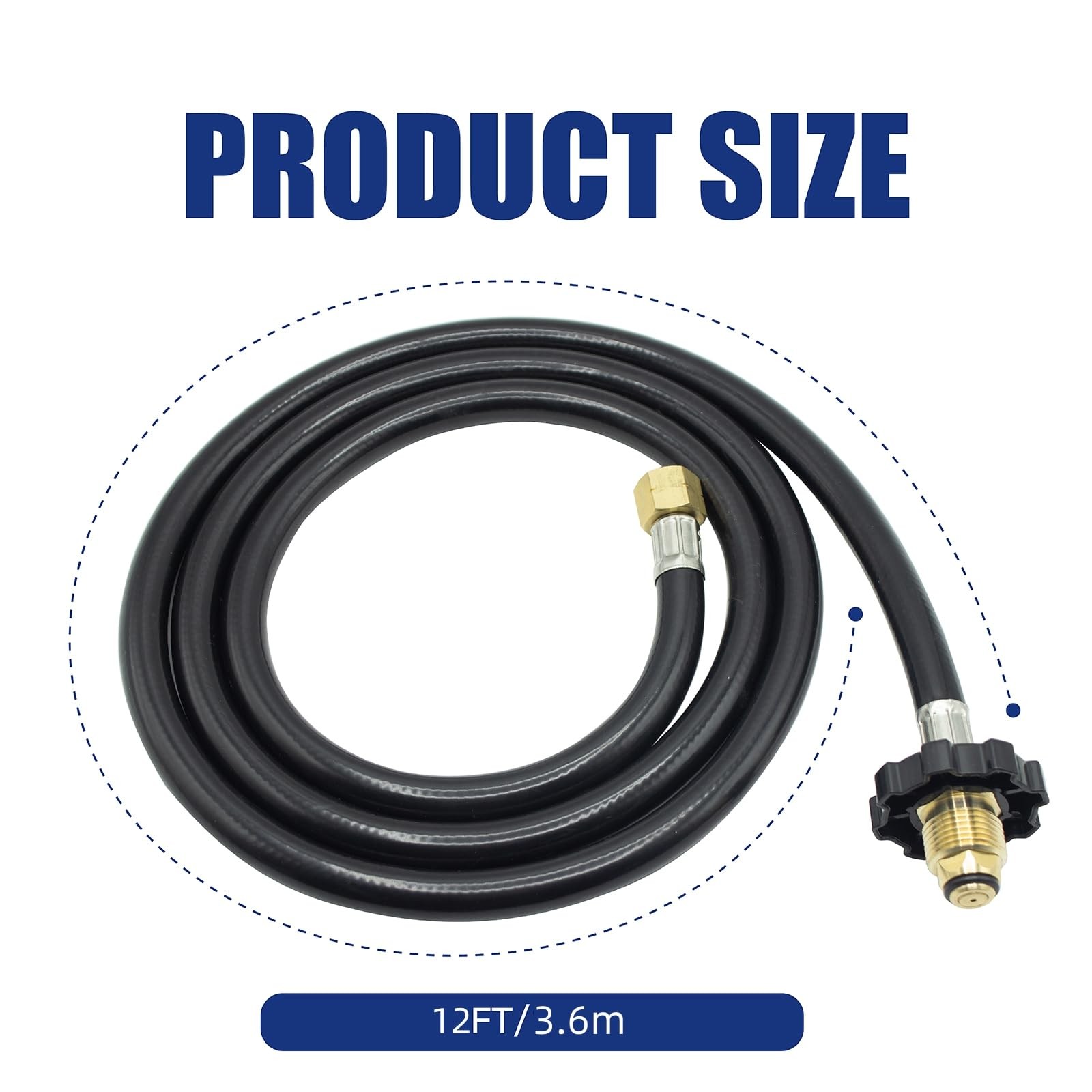 12FT Propane Torch Hose for Connection Weed Burner Heating 12 Feet, Black