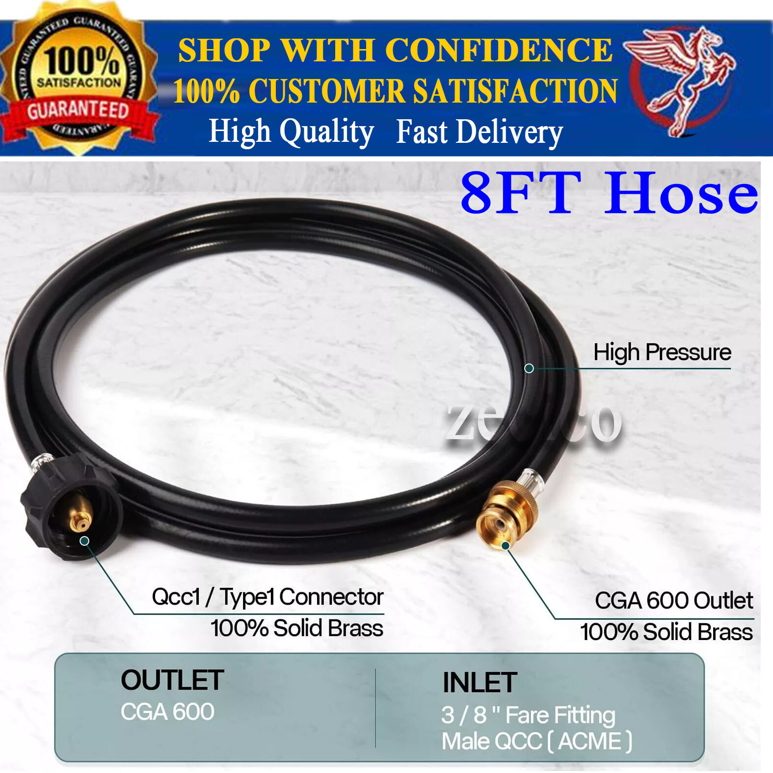 Propane Tank Adapter 1-20lb Converter, 8FT Propane Converter Hose for QCC1/Type1