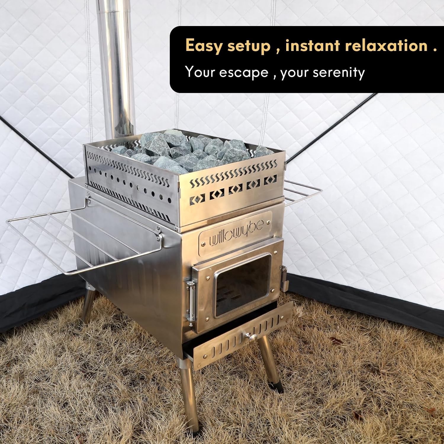 Willowybe Outdoor Sauna Tent Stove, Rocket Stove, Portable Camping Wood Stove