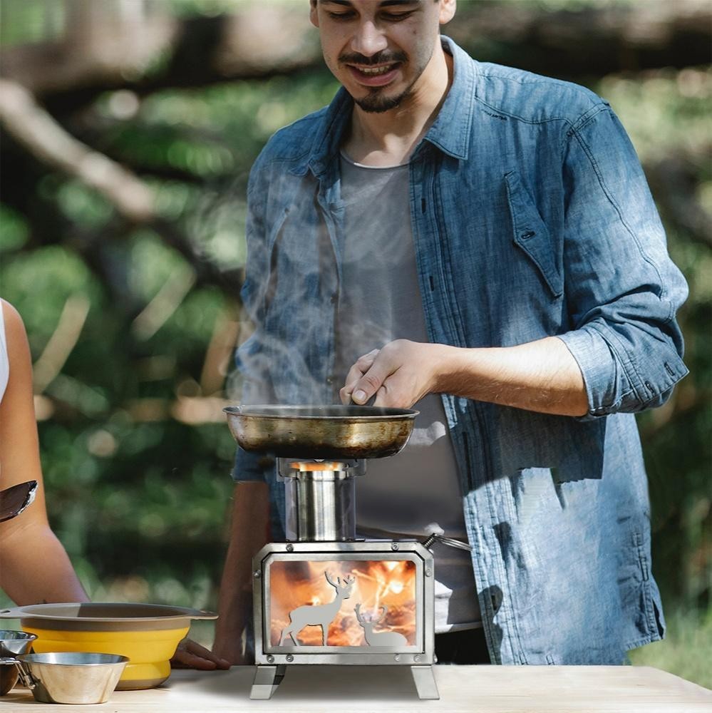 Portable Stainless Steel Camping Stove for Backpacking,Hiking,BBQ,Picnic Cooking