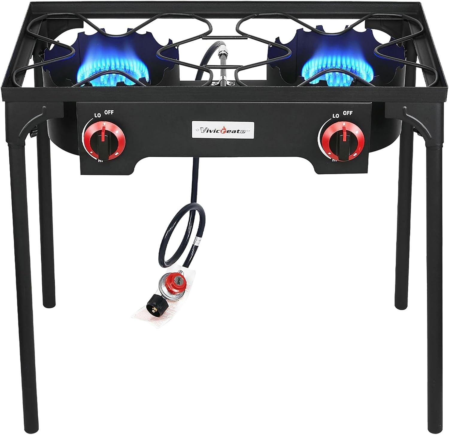 3 Burner High pressure Propane Stove 28 Inch Tall Camping Stove W/ cast iron