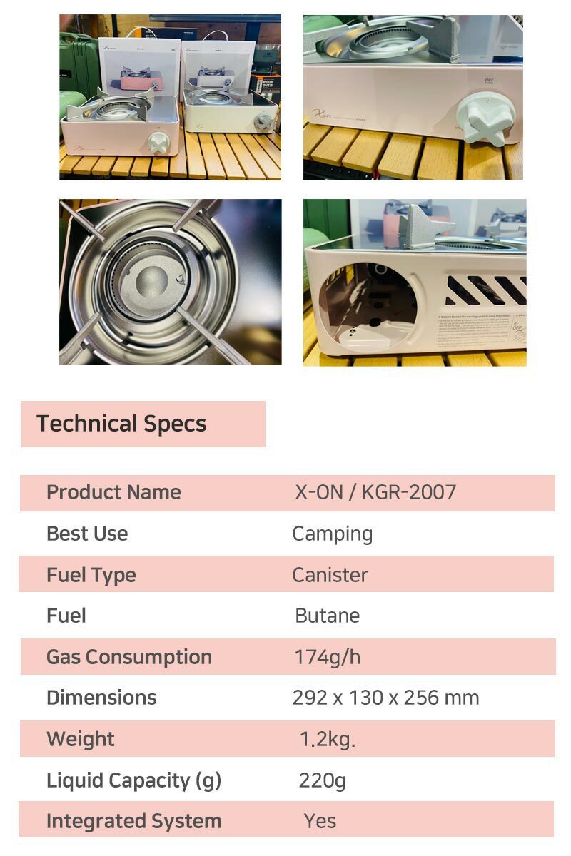 KOVEA X-ON Mini Gas Stove Burner (KGR-2007) Portable Camping Box Shaped Design