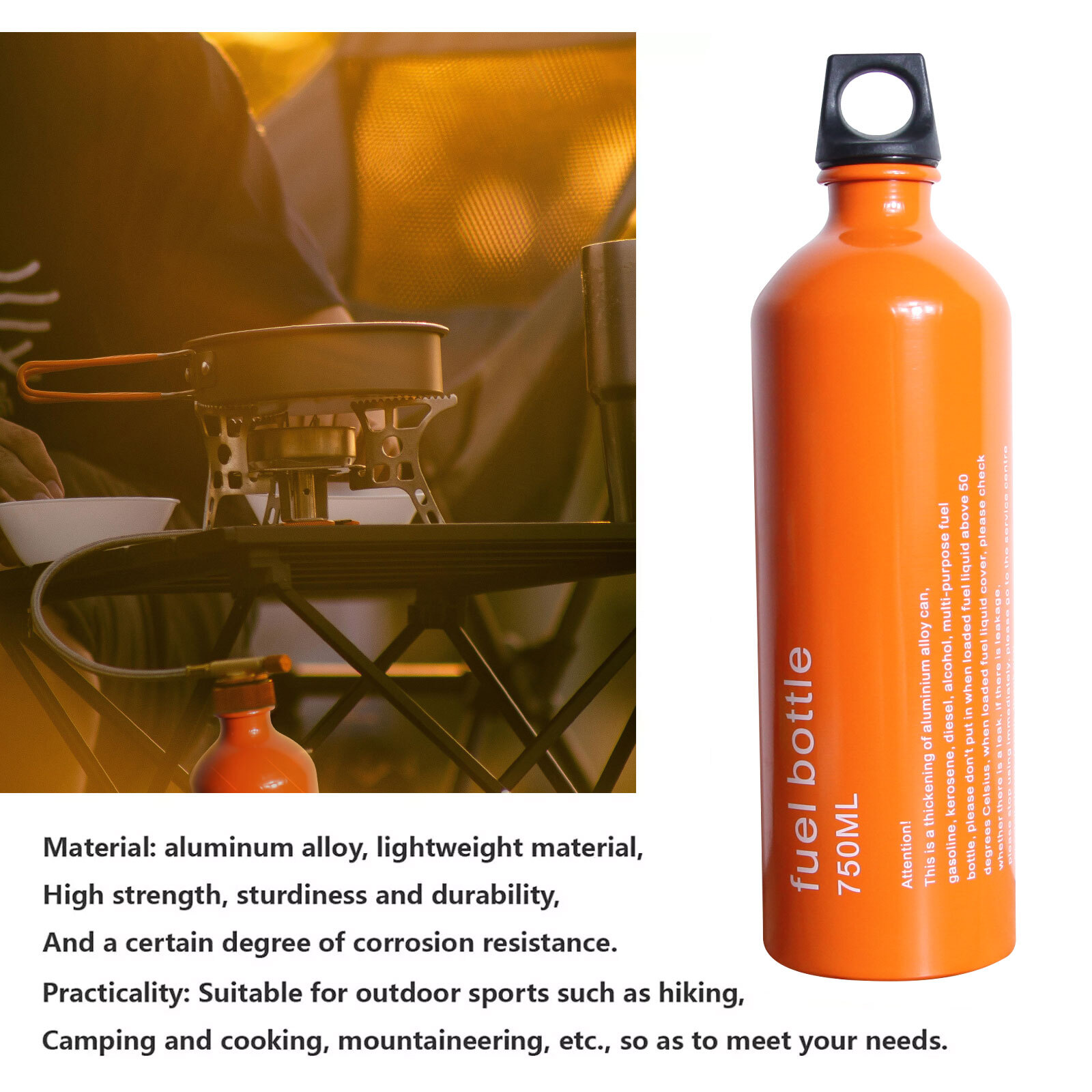 NEW Outdoor Fuel Bottle Petrol Liquid Oil Bottle Kerosene Bottle 750ml Capacity