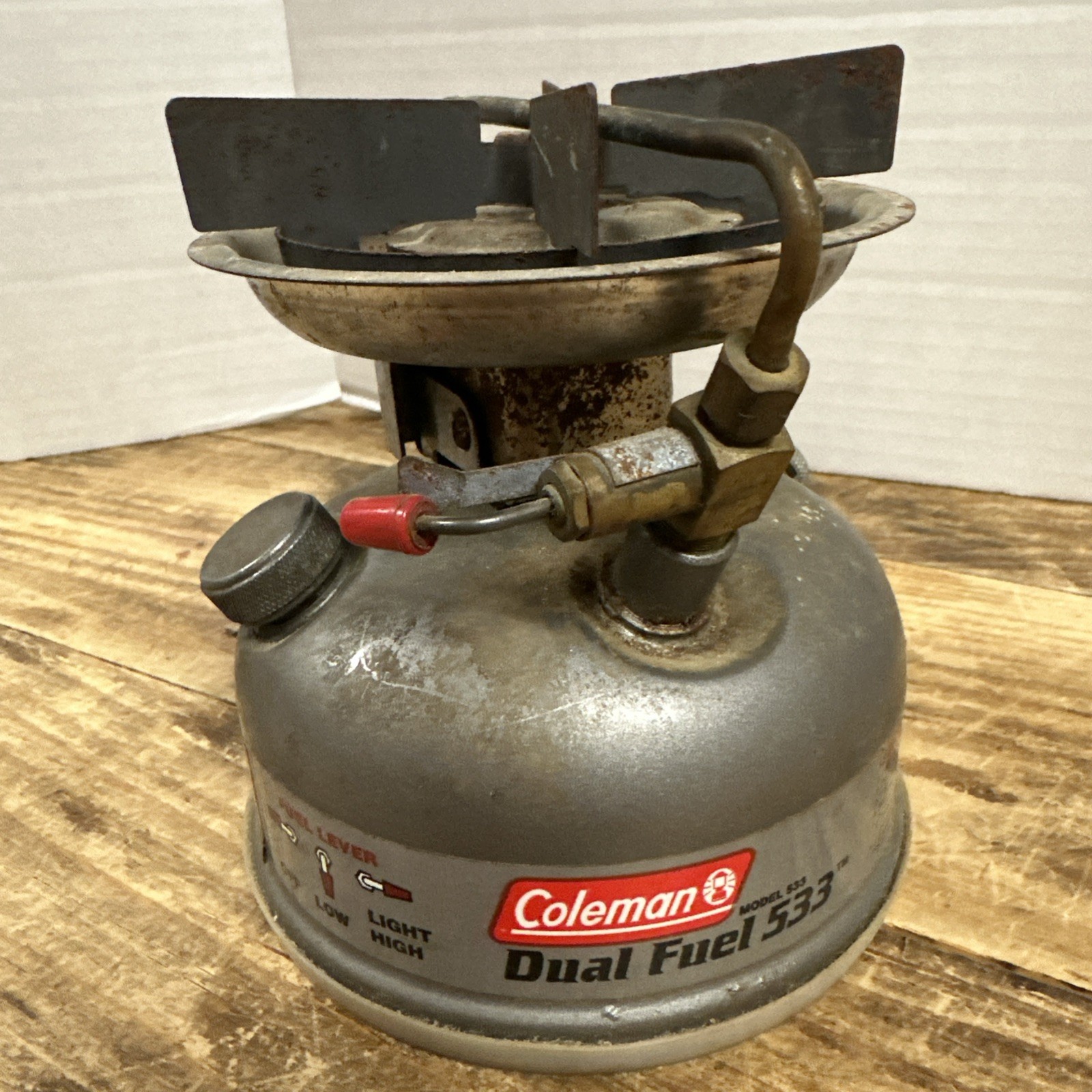 Vintage COLEMAN Model 533 Dual Fuel Single Burner Camping Stove 1998 Silver Gray