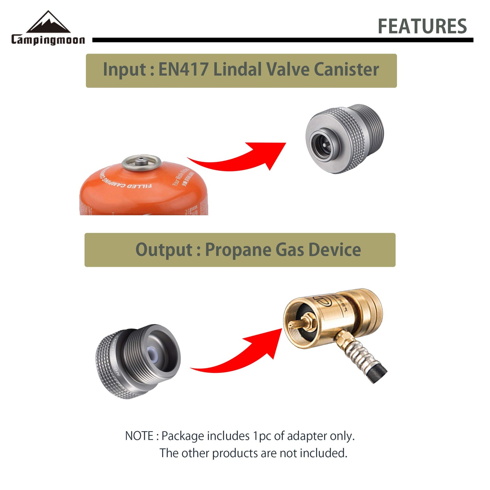 CAMPINGMOON Camping Grill Propane Gas Stove Adapter, Input: EN417 Lindal Valv…