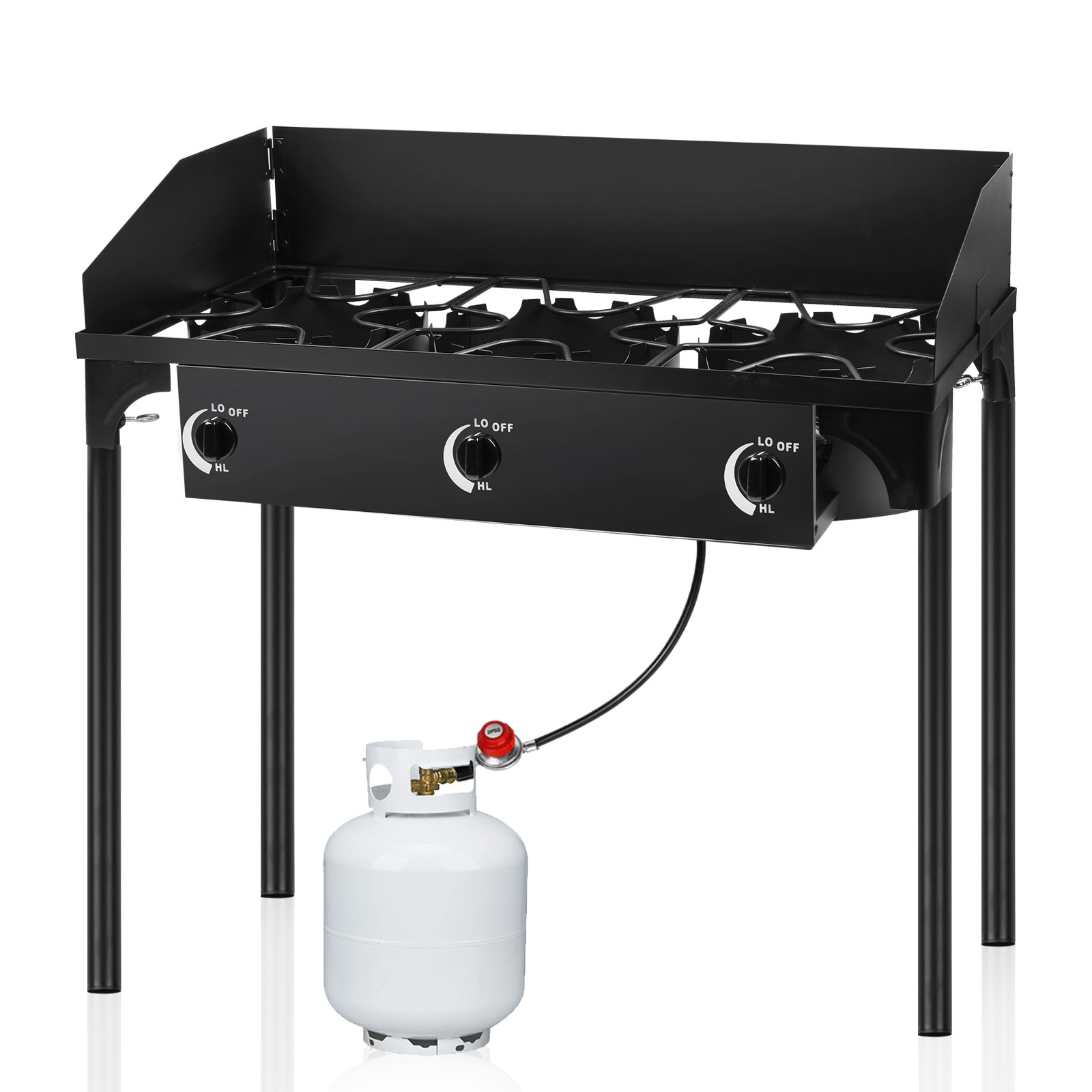 Portable Propane 225,000-BTU 3 Burner Gas Cooker Outdoor Camping Stove Grill