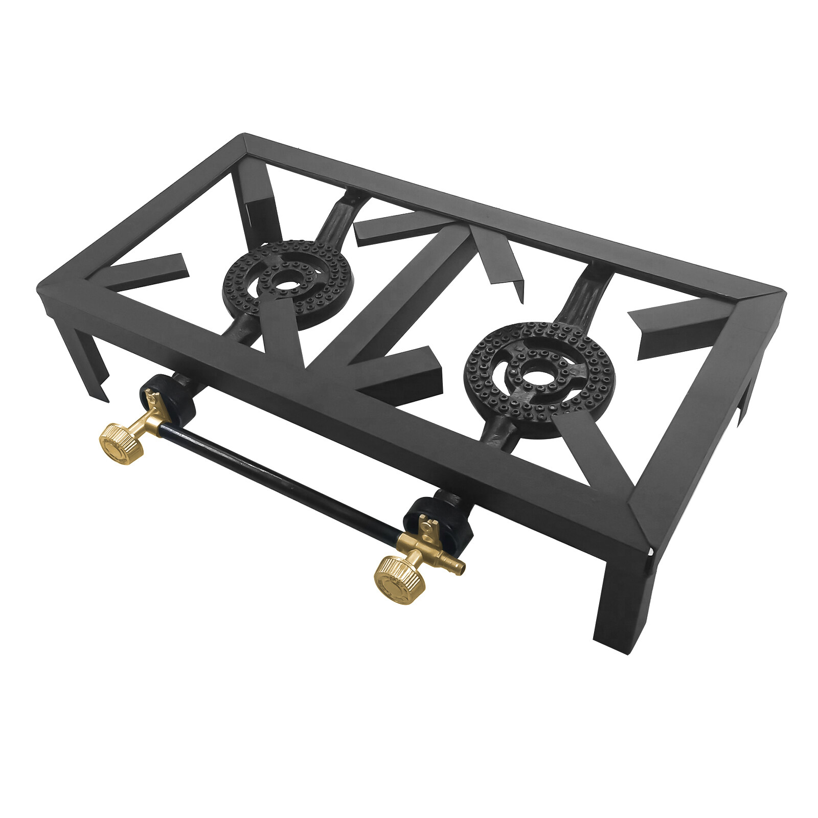 Cast Iron Double Burner Portable Outdoor Camp Stove Propane Gas LPG BBQ Cooker