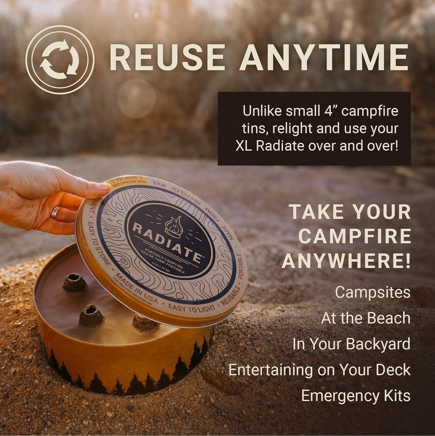 Radiate XL 8″ Portable Campfire As Seen On Shark Tank Up to 2 Hours of Burn Time