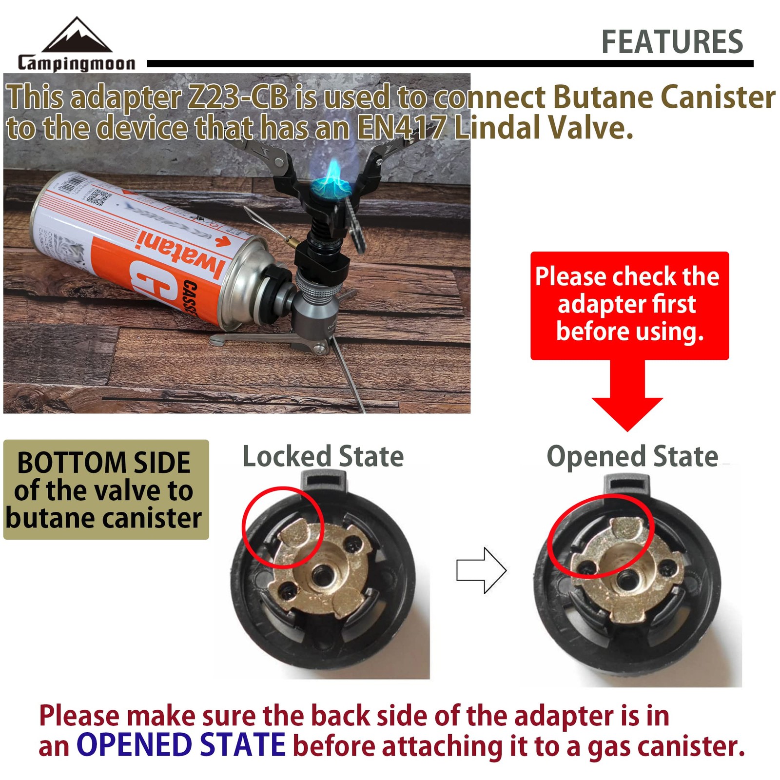 Butane Gas Canister Adapter for EN417 Lindal Valve Camping Stoves & Lanterns