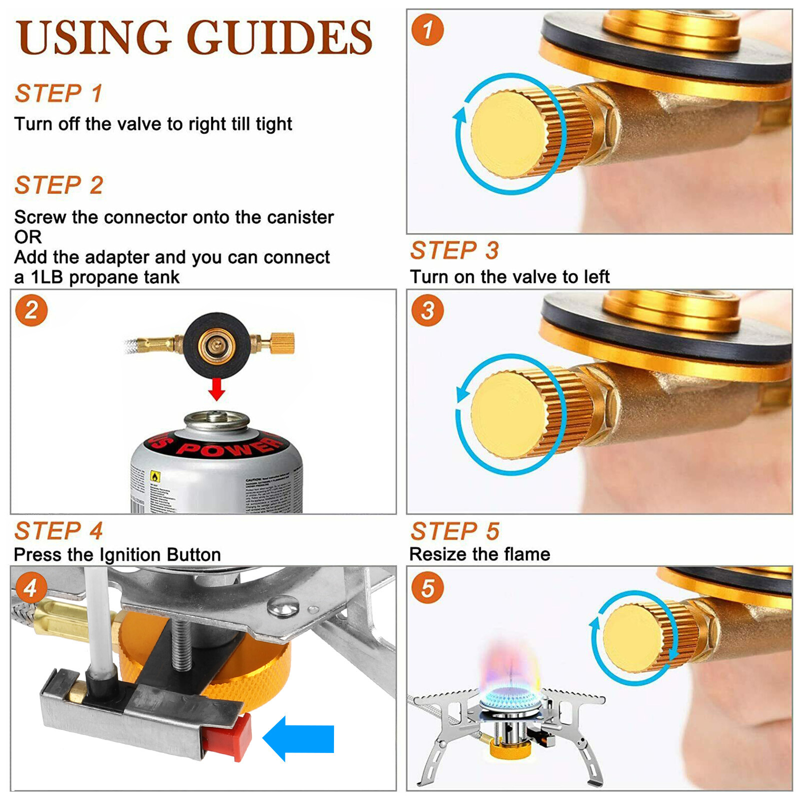 3700W Portable Backpacking Camping Gas Stove with Piezo Ignition + Burner + Case