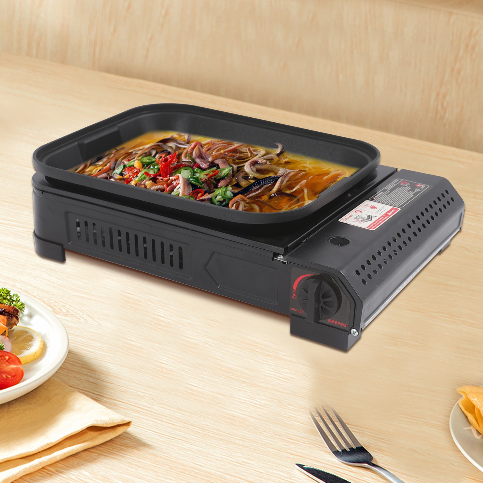 Butane Stove with Grill Pan Portable Camping Gas Stove Gas Grill Stove 2.1KW